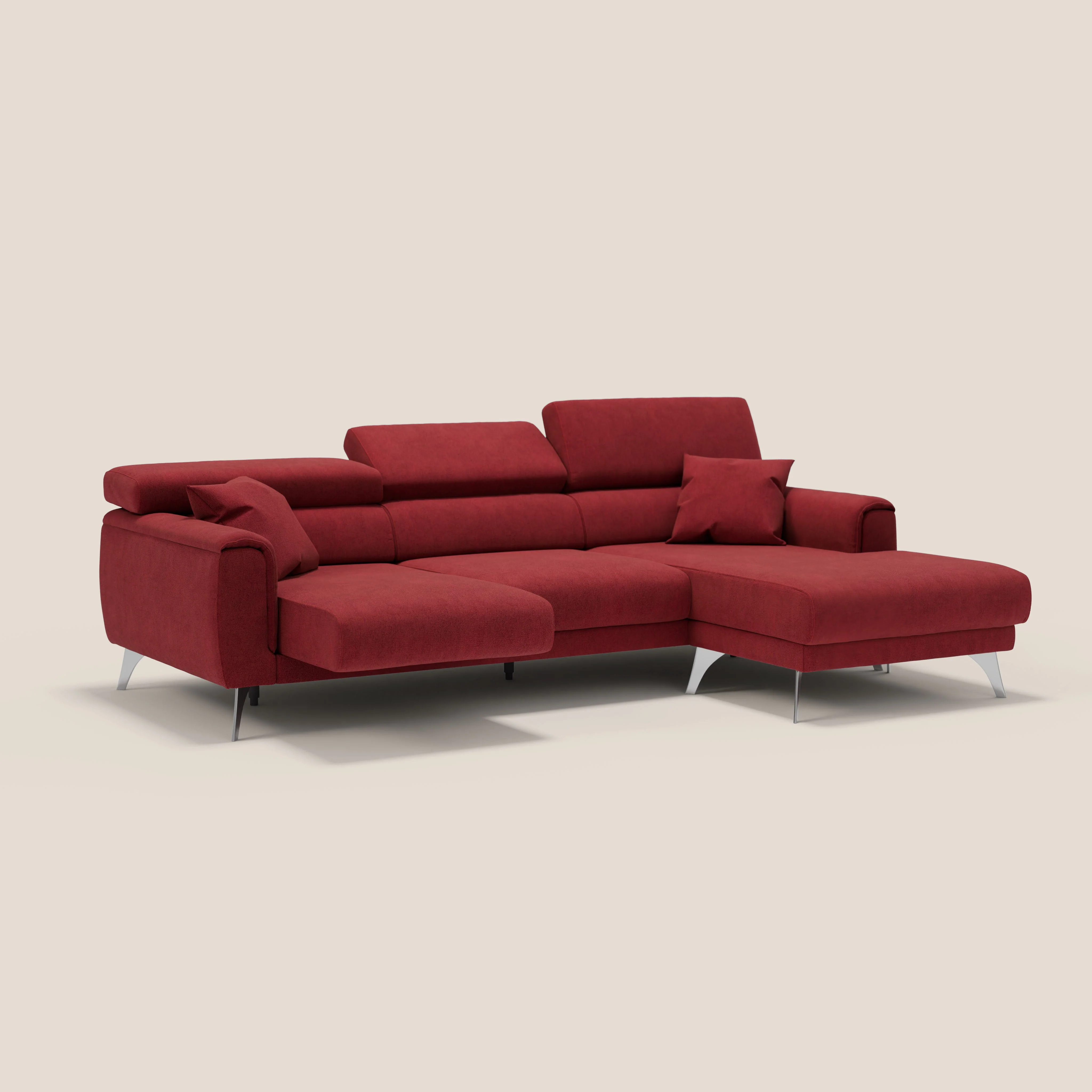 Caravaggio Canapé d'angle avec assises coulissantes en tissu doux imperméable T02 rouge - Image 2