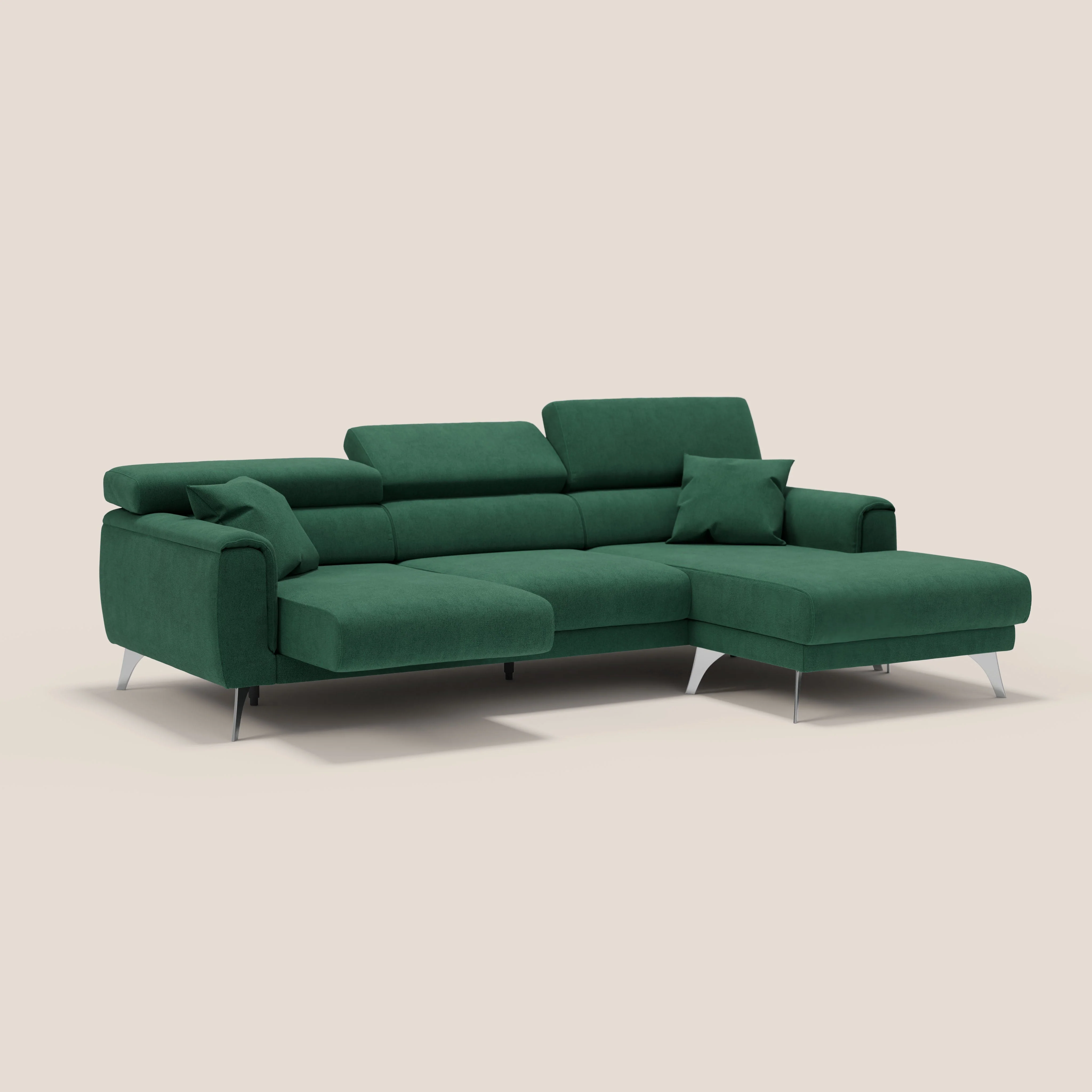 Caravaggio Canapé d'angle avec assises coulissantes en tissu doux imperméable T02 vert - Image 2