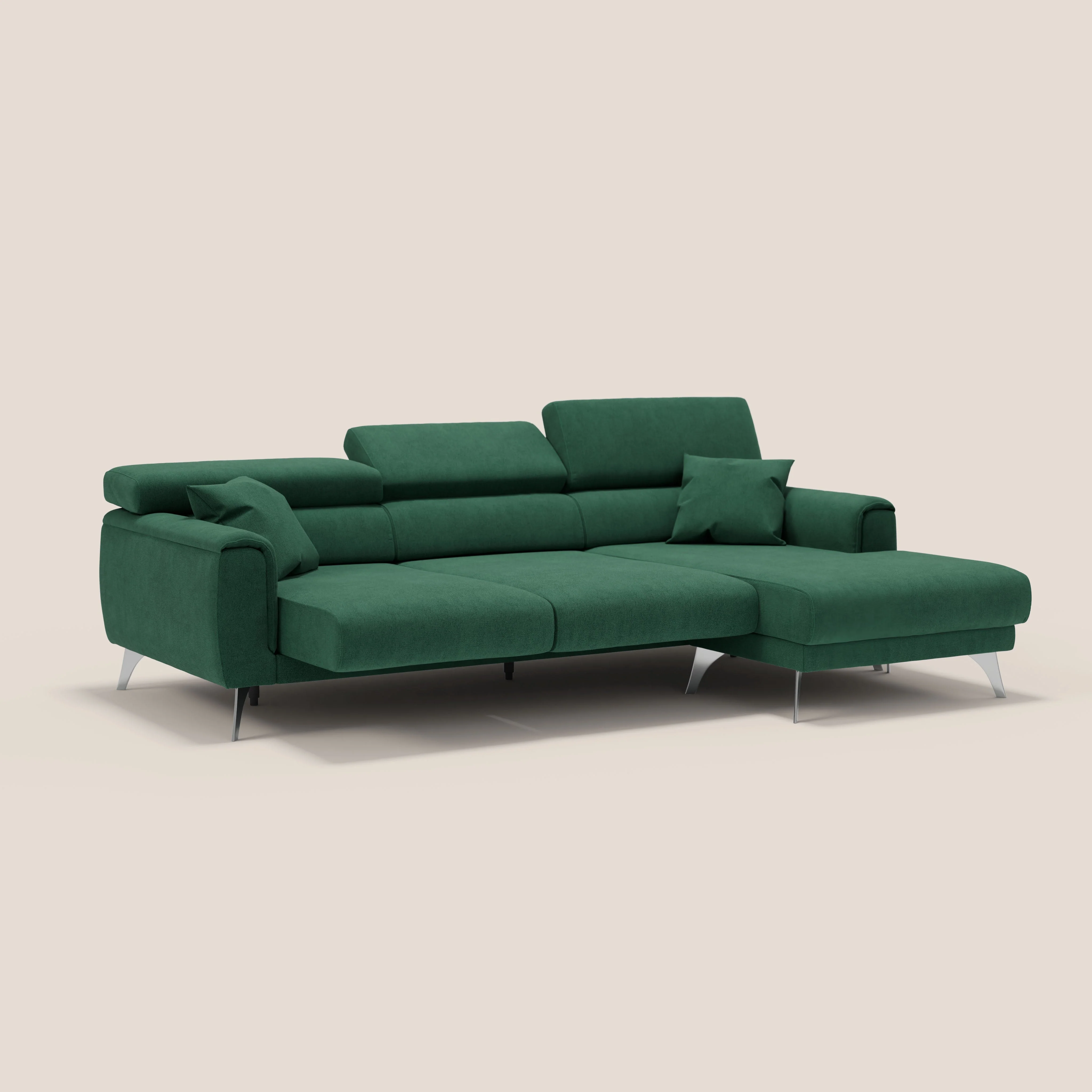 Caravaggio Canapé d'angle avec assises coulissantes en tissu doux imperméable T02 vert - Image 4
