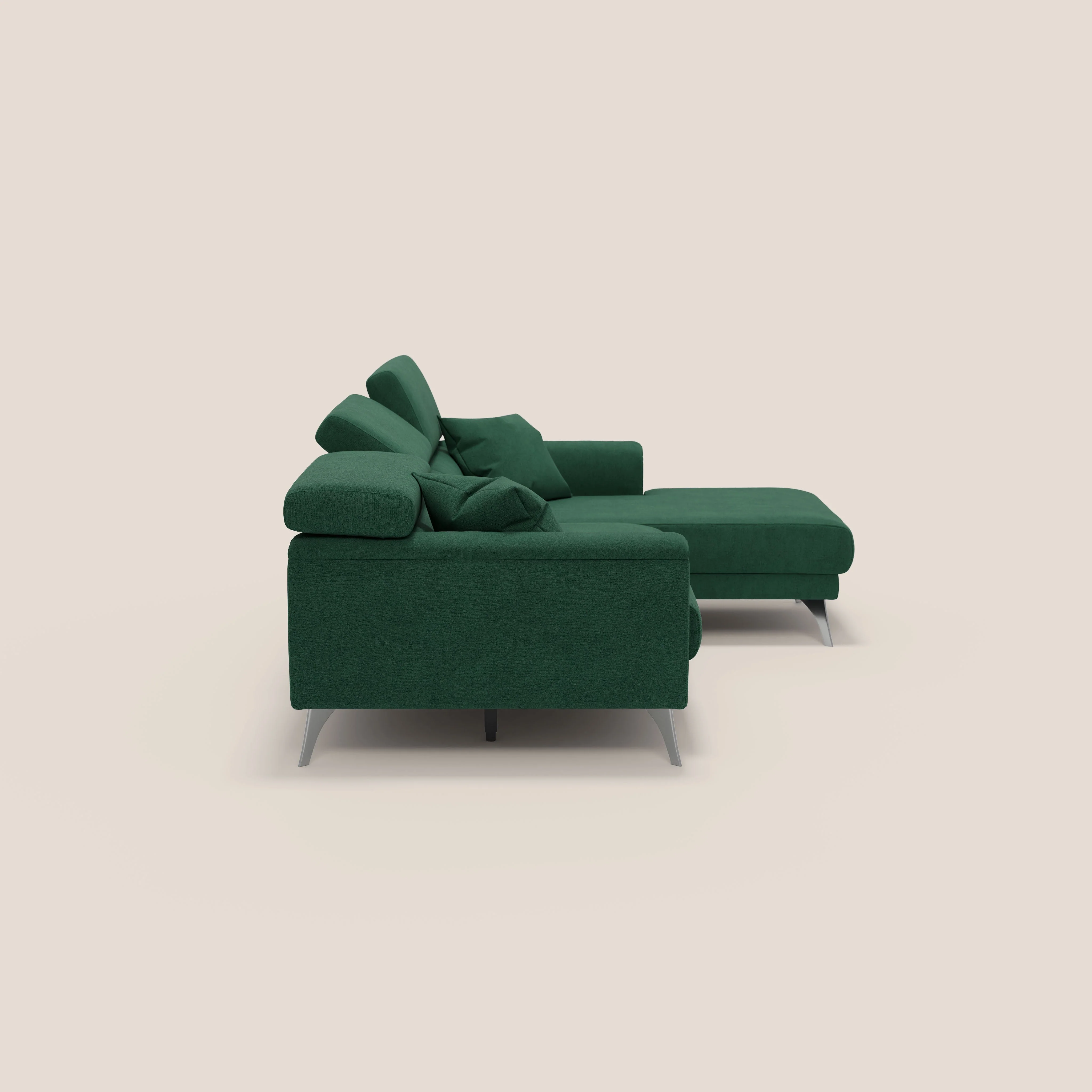 Caravaggio Canapé d'angle avec assises coulissantes en tissu doux imperméable T02 vert - Image 5