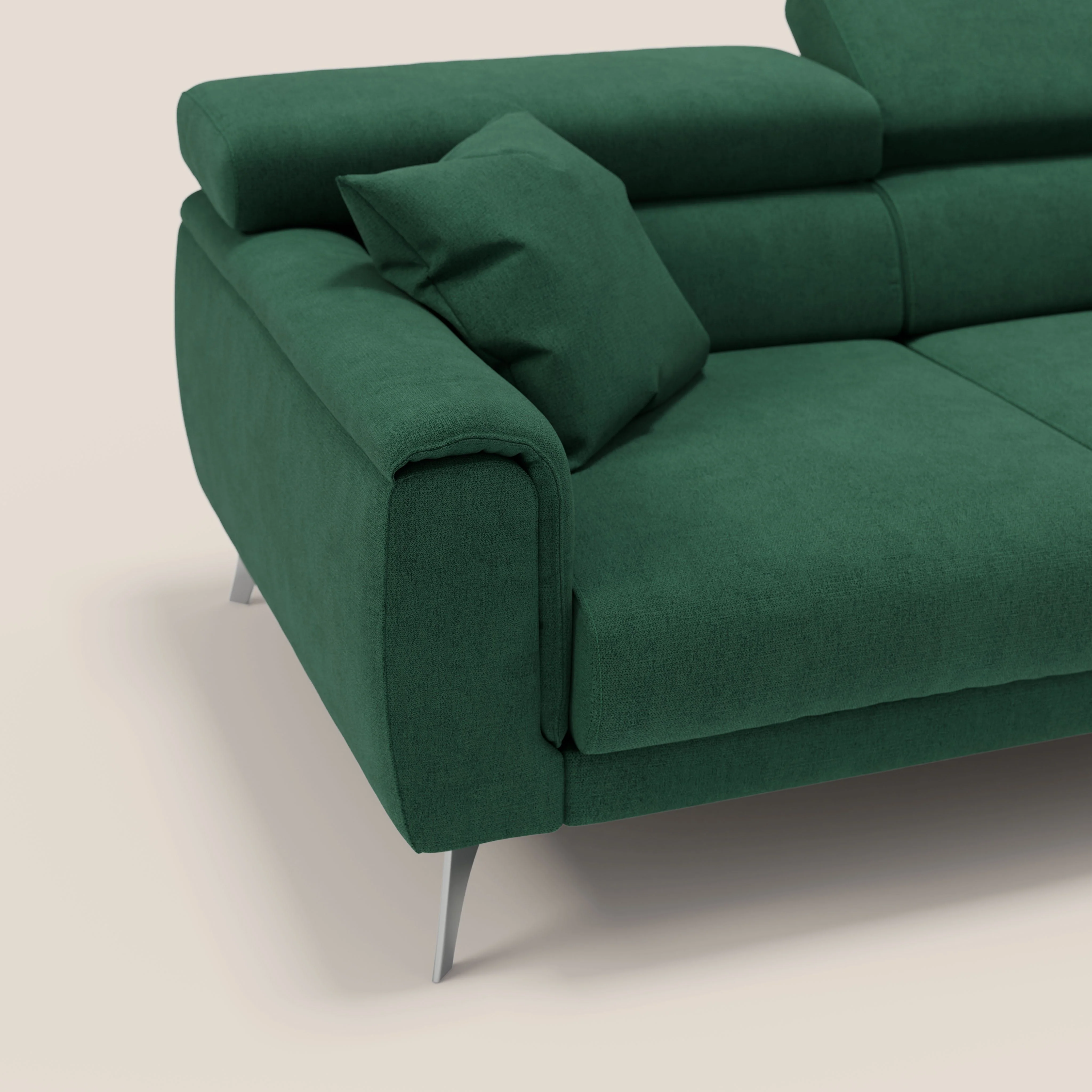 Caravaggio Canapé d'angle avec assises coulissantes en tissu doux imperméable T02 vert - Image 7