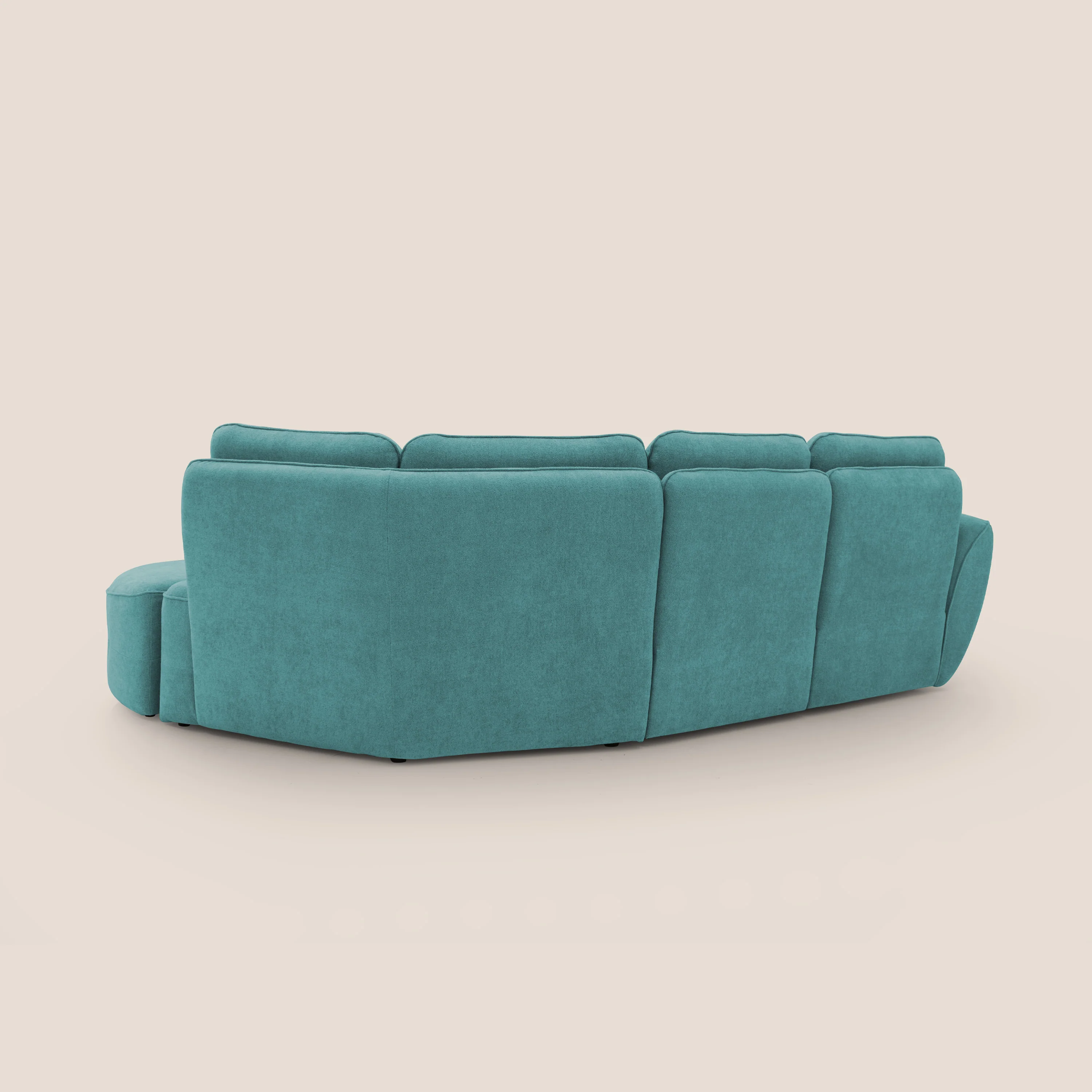 Cerbero canapé d'angle avec pouf terminal en bouclette douce imperméable T07 azur - Image 11