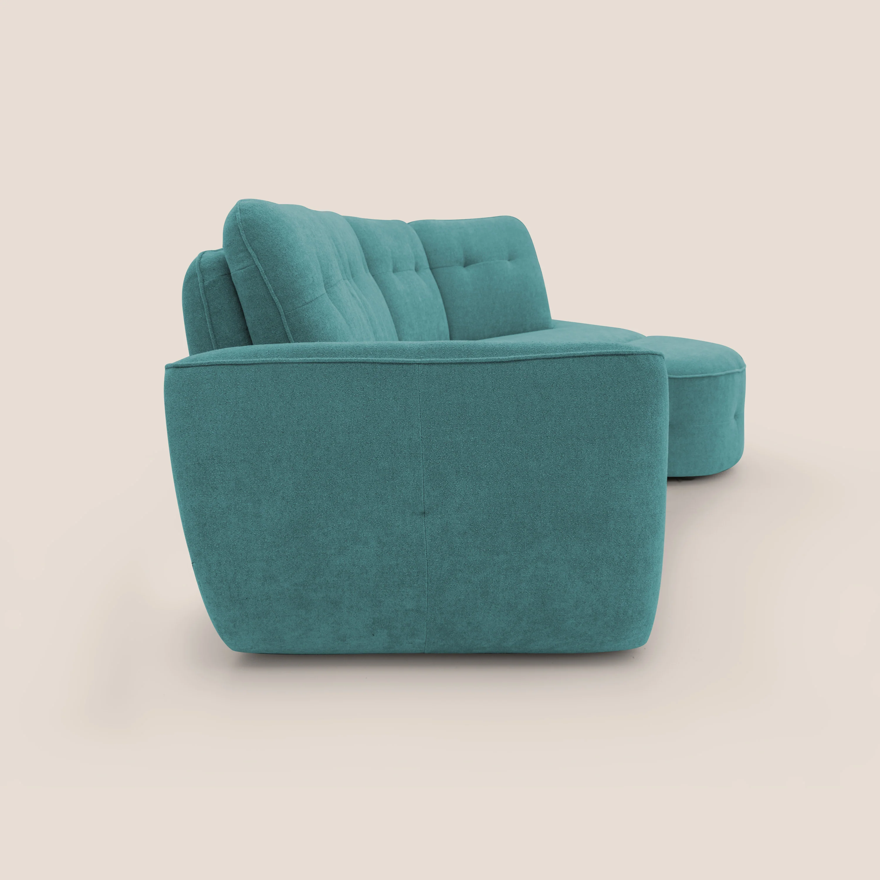 Cerbero canapé d'angle avec pouf terminal en bouclette douce imperméable T07 azur - Image 9