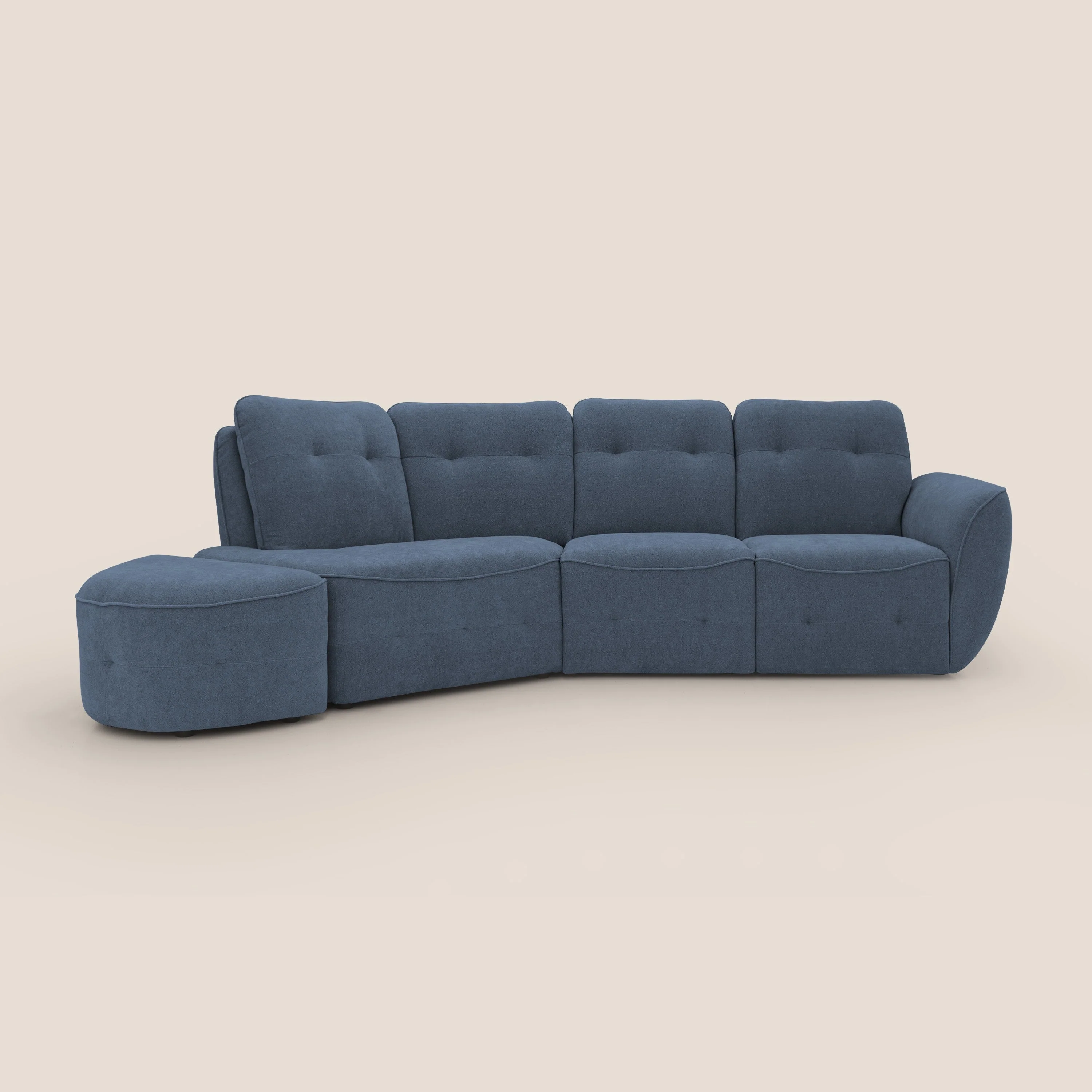 Cerbero canapé d'angle avec pouf terminal en bouclette douce imperméable T07 bleu - Image 14