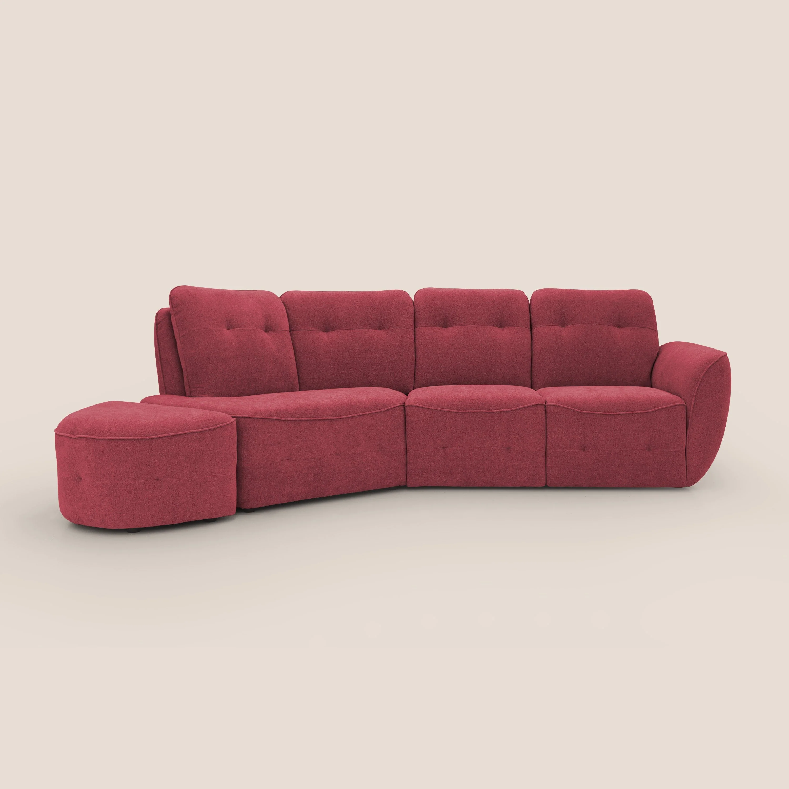Cerbero canapé d'angle avec pouf terminal en bouclette douce imperméable T07 rouge - Image 14