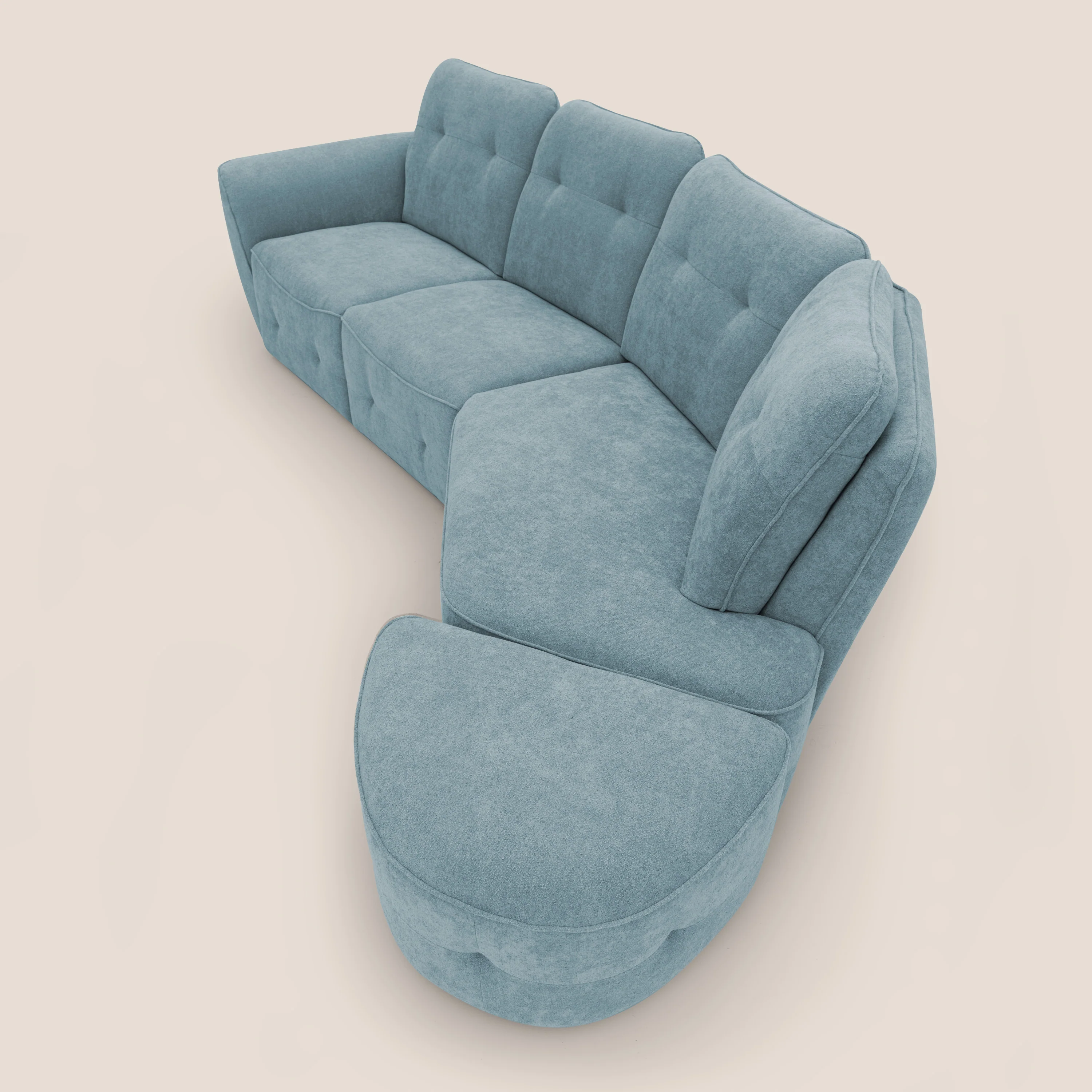 Cerbero canapé d'angle avec pouf terminal en bouclette douce imperméable T07 sucre glace - Image 12
