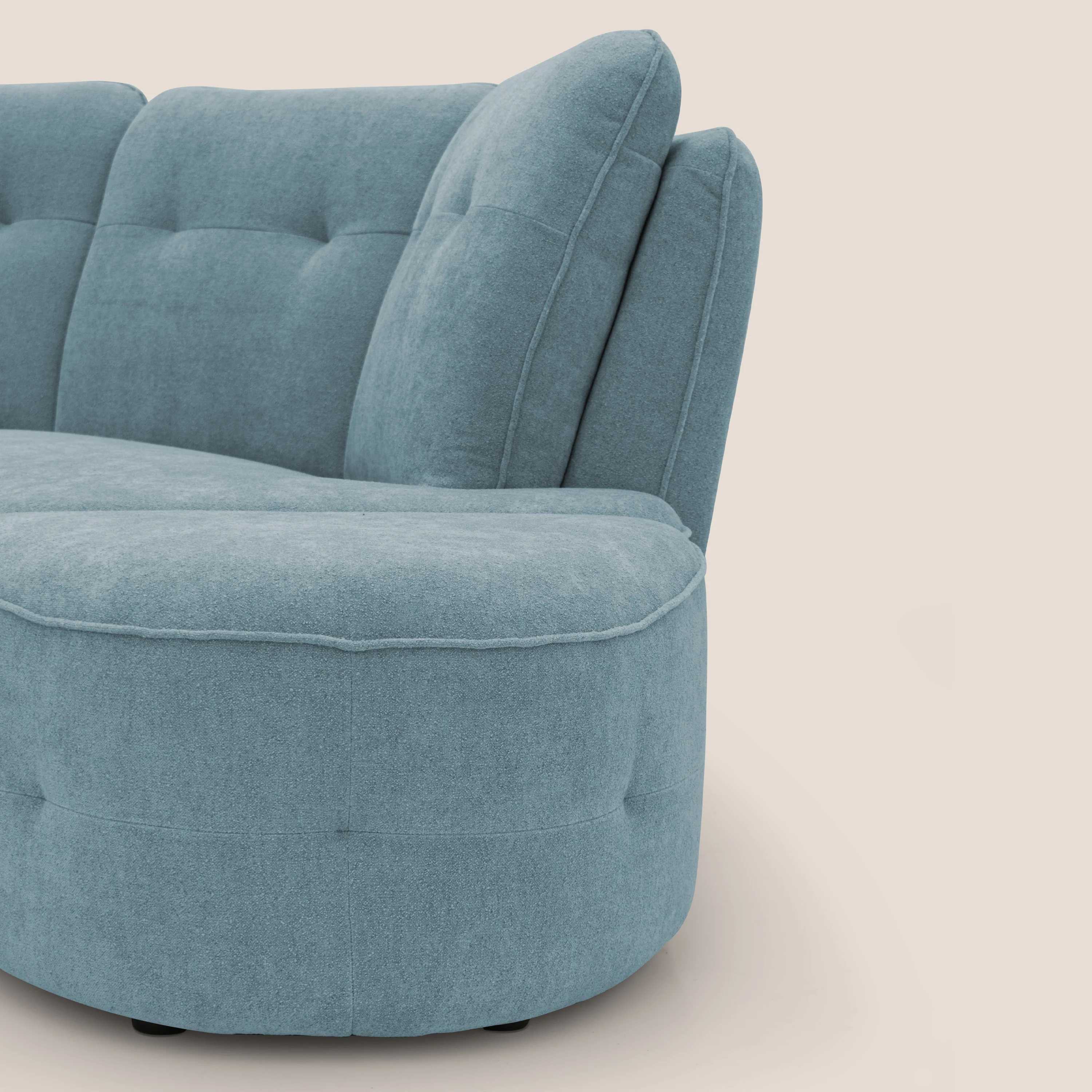 Cerbero canapé d'angle avec pouf terminal en bouclette douce imperméable T07 sucre glace - Image 13