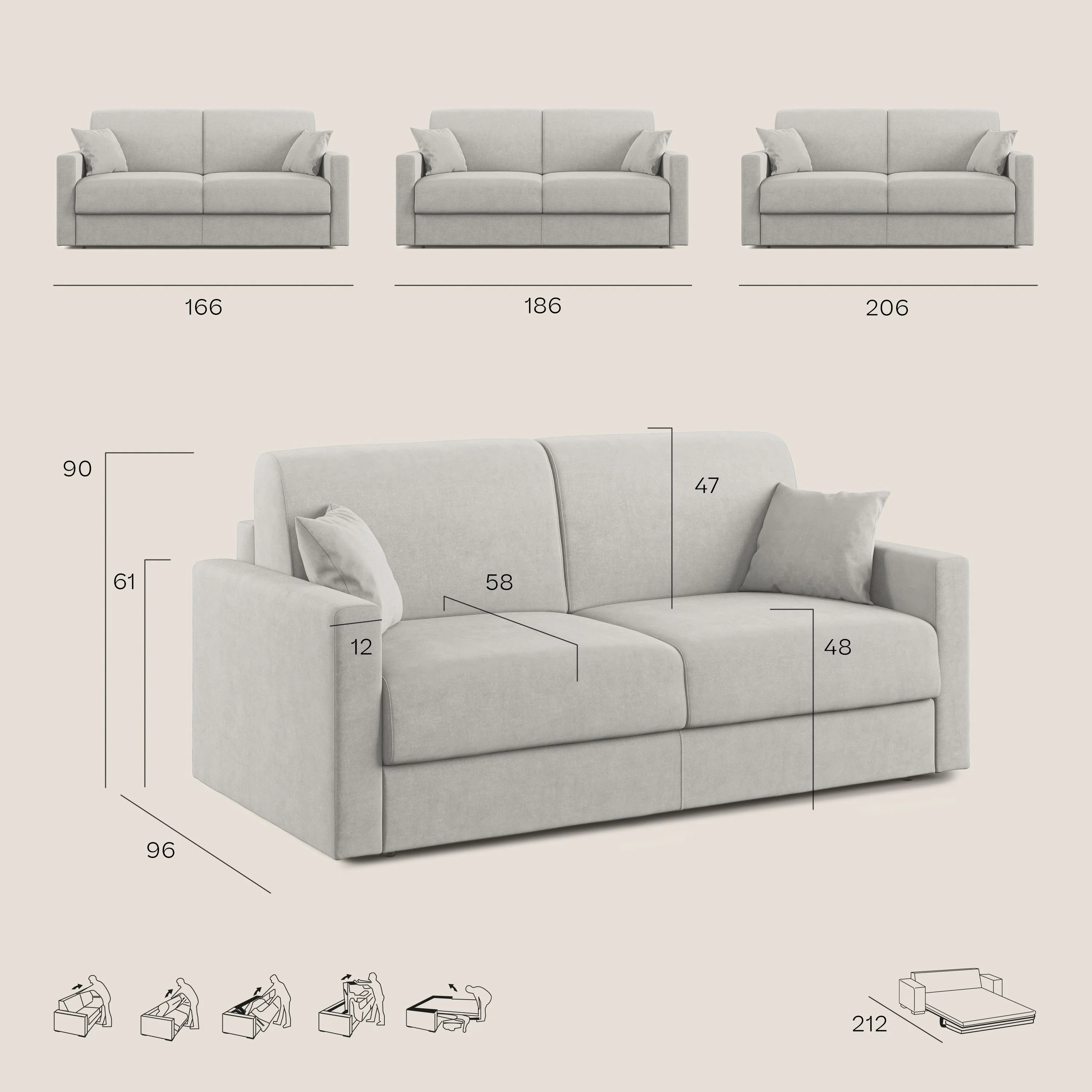 Chris canapé convertible en microfibre détachable T11 sucre glace - Image 10