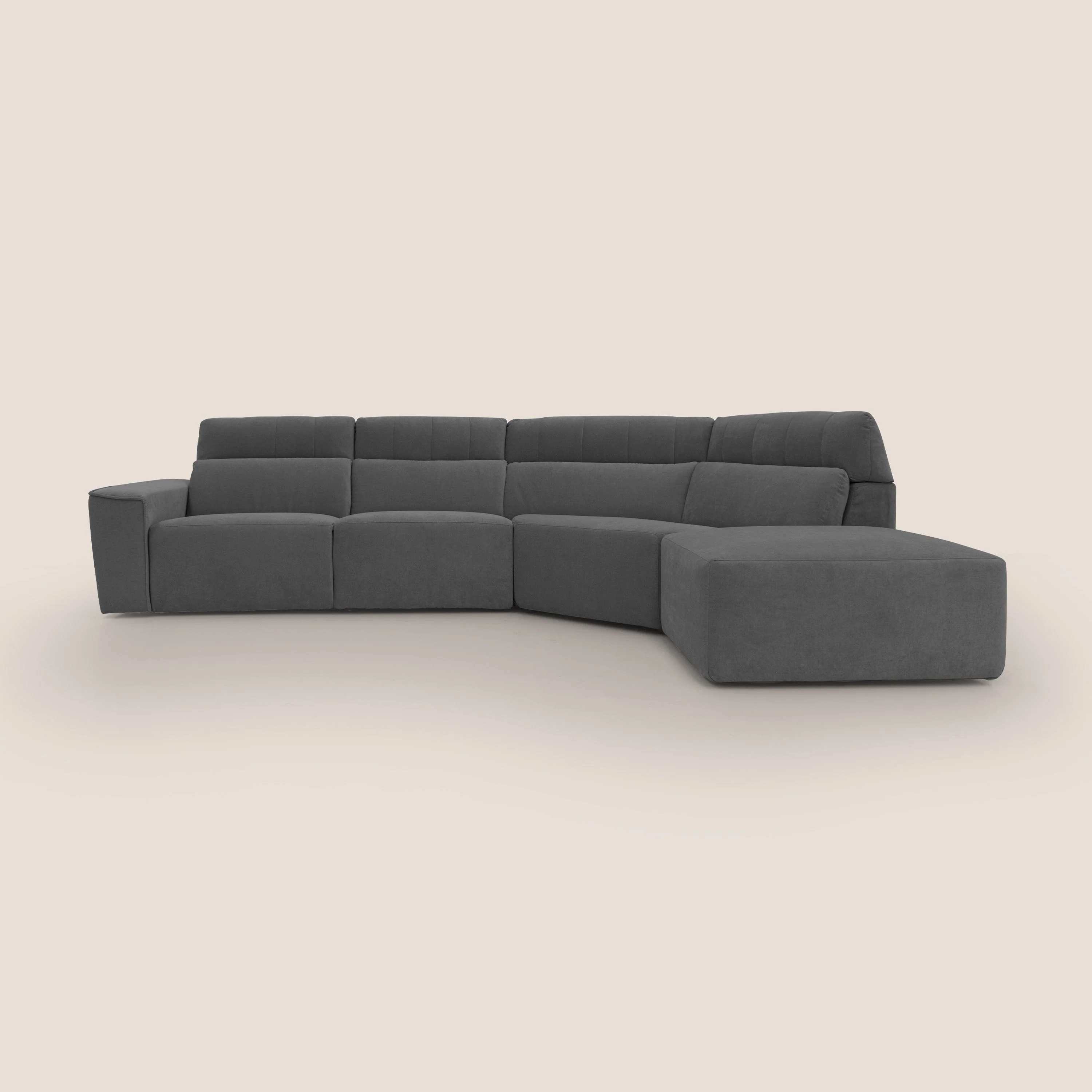 Clark Canapé d'angle avec option relax électrique en tissu imperméable et détachable T17 anthracite