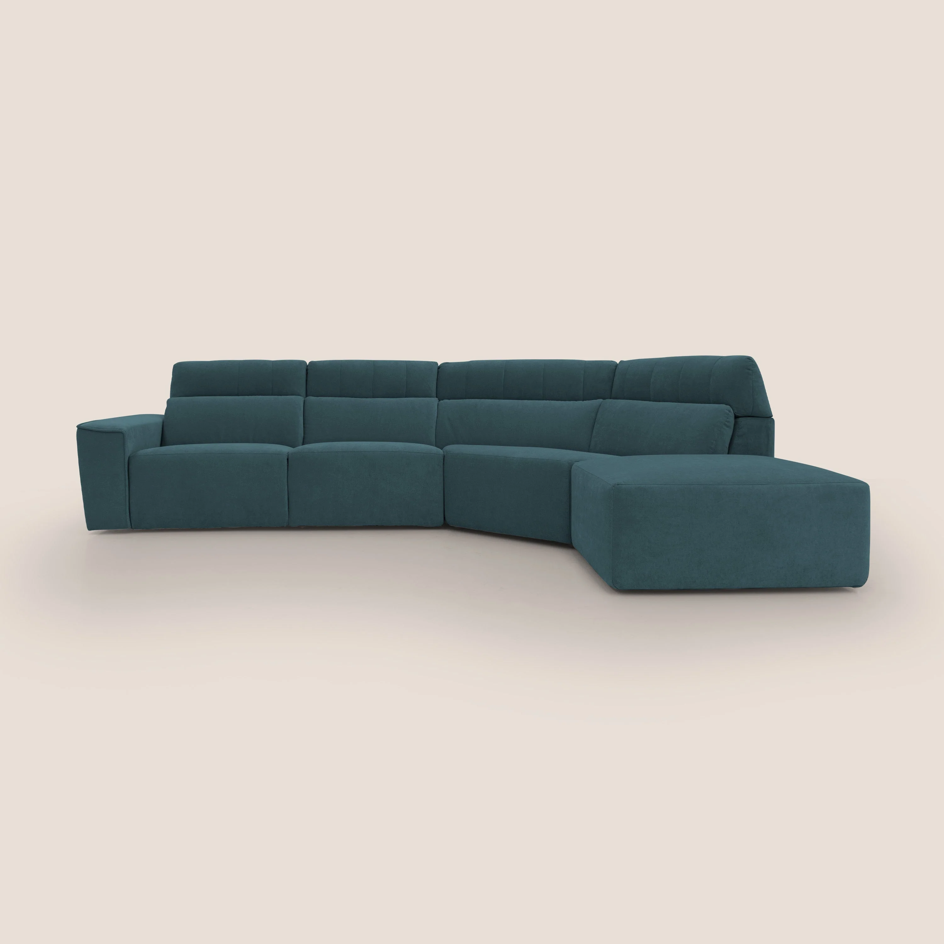 Clark Canapé d'angle avec option relax électrique en tissu imperméable et détachable T17 bleu canard