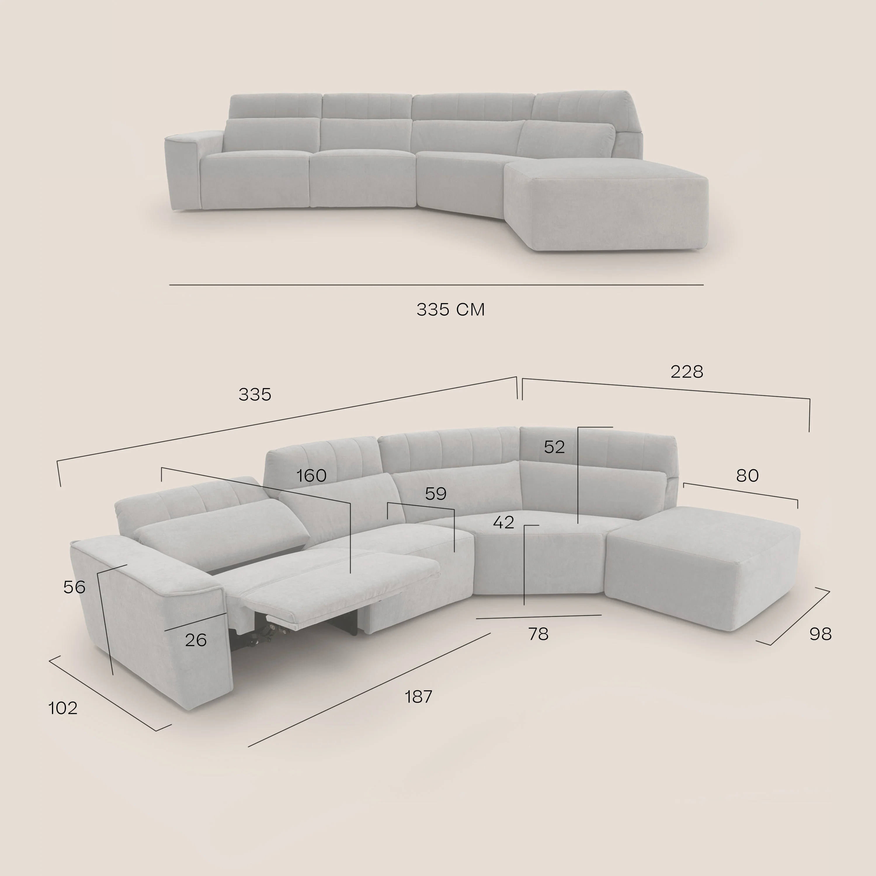 Clark Canapé d'angle avec option relax électrique en tissu imperméable et détachable T17 bleu canard - Image 17