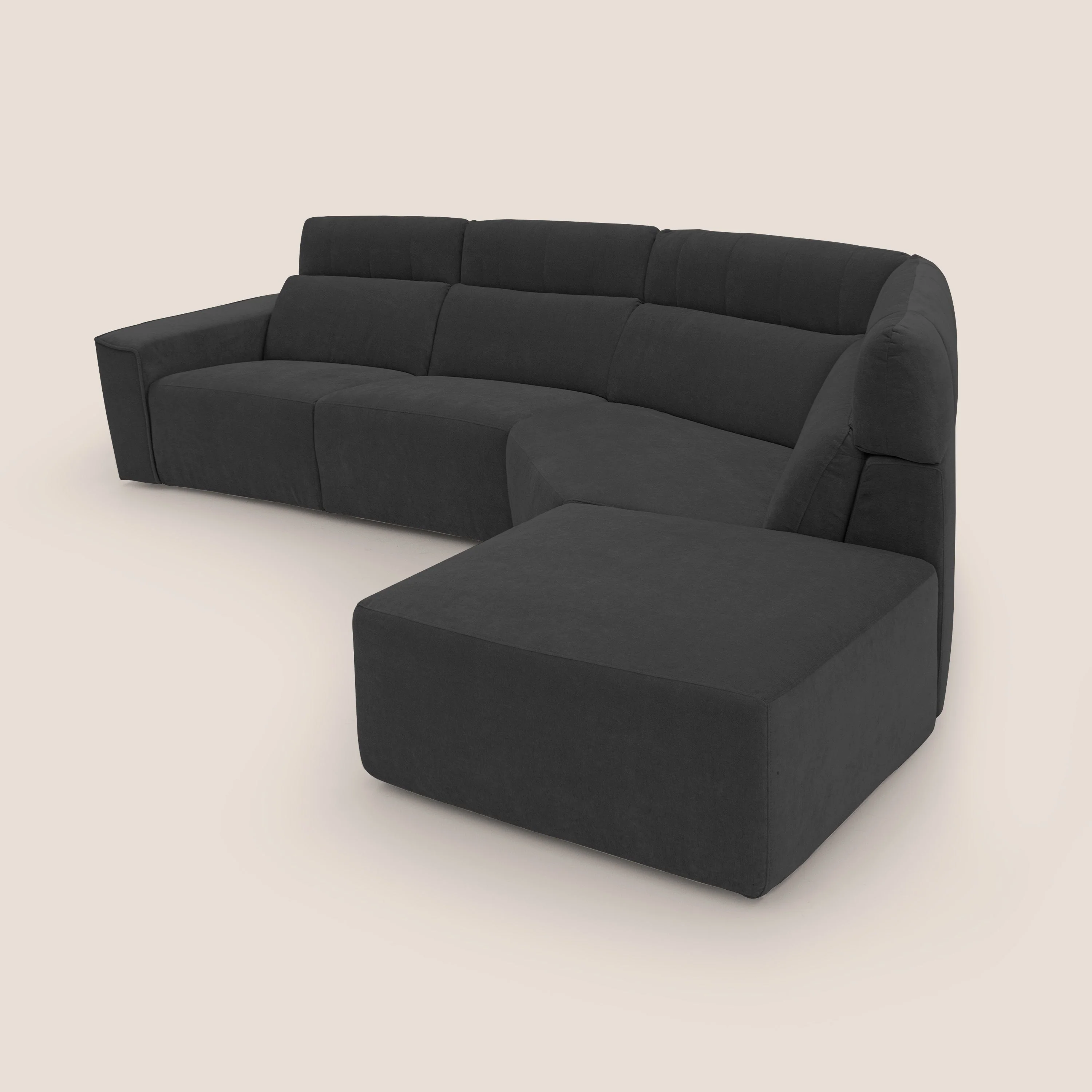 Clark Canapé d'angle avec option relax électrique en tissu imperméable et détachable T17 noir - Image 5