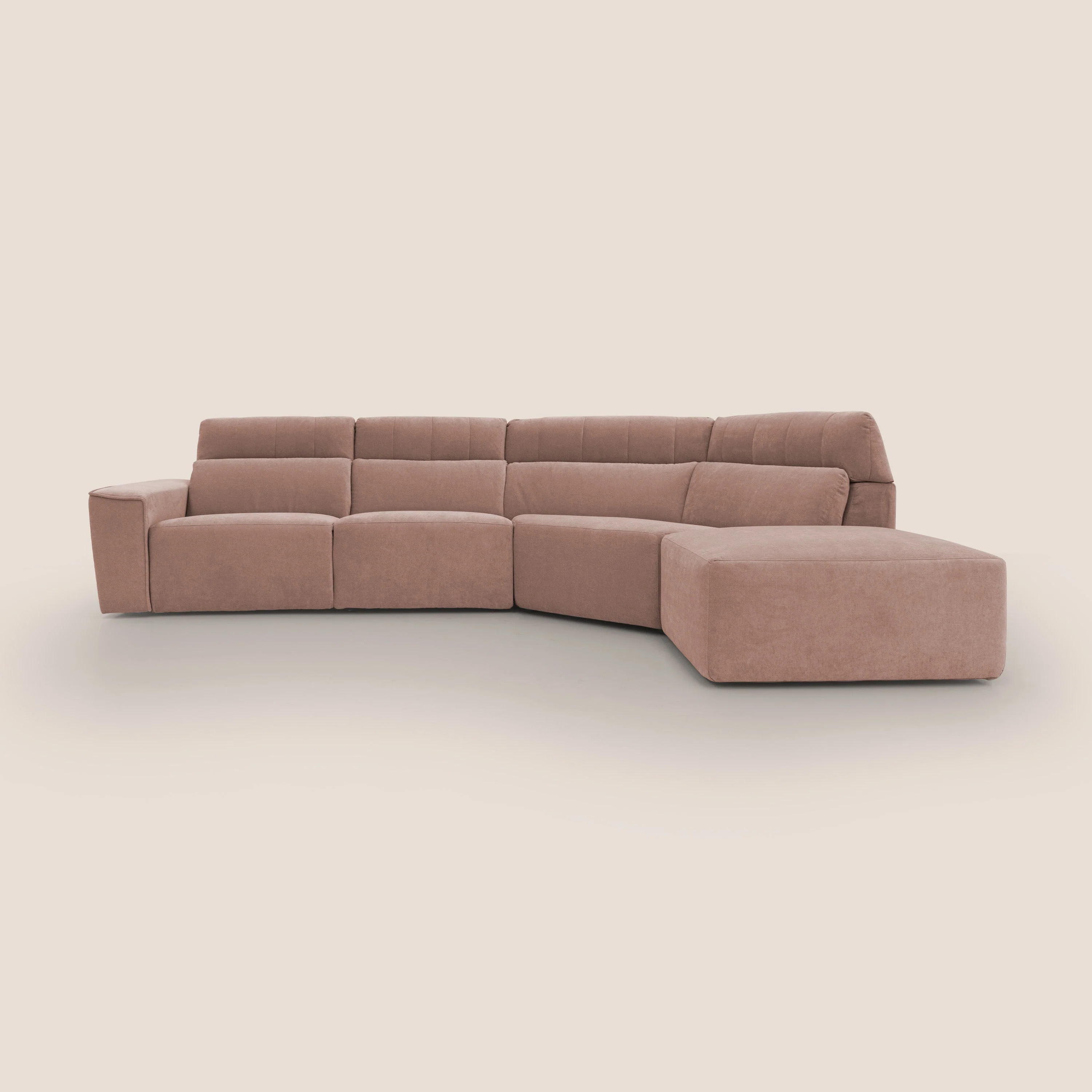 Clark Canapé d'angle avec option relax électrique en tissu imperméable et détachable T17 rose