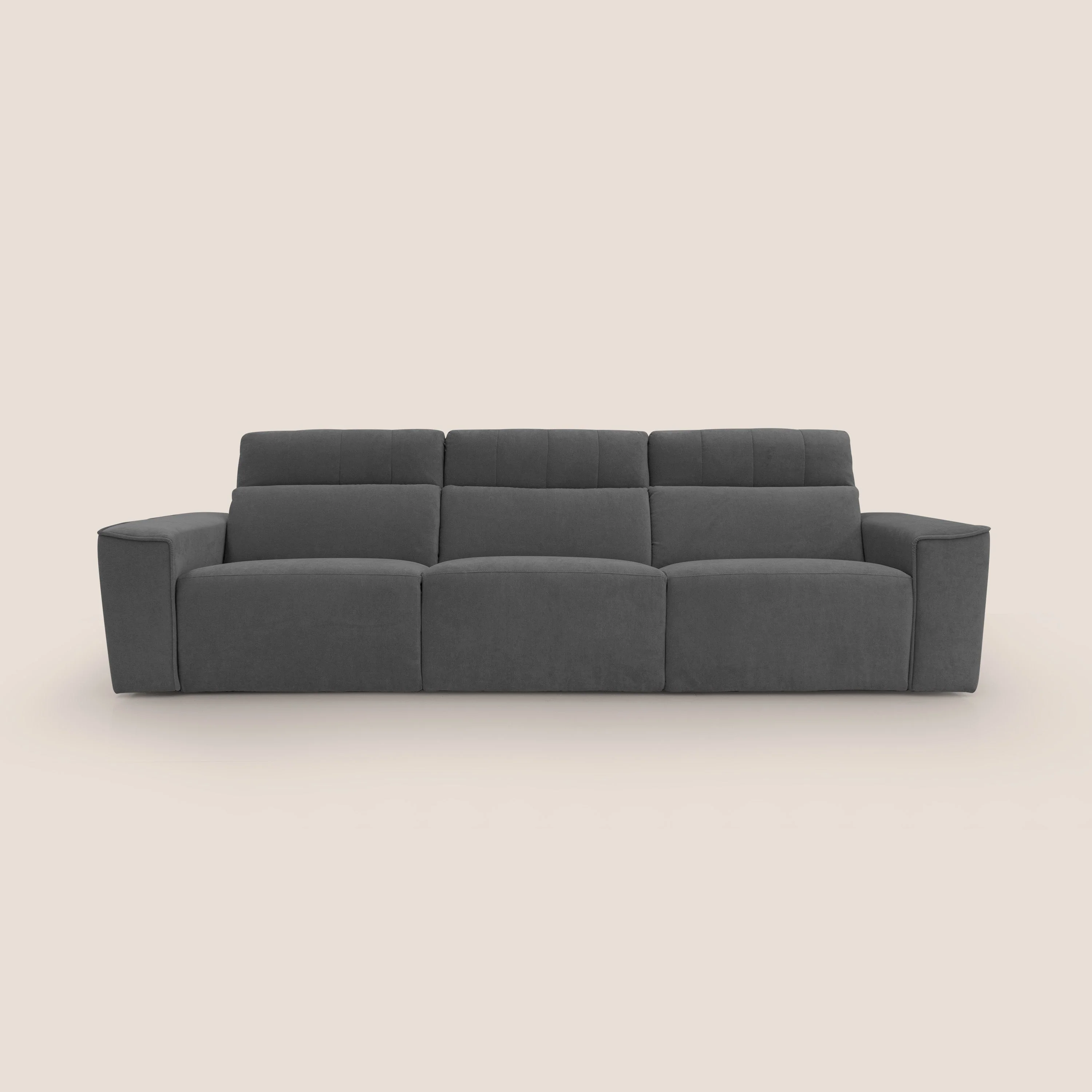 Clark Canapé modulable avec 3 assises et avec option relax électrique en tissu imperméable et détachable T17 anthracite