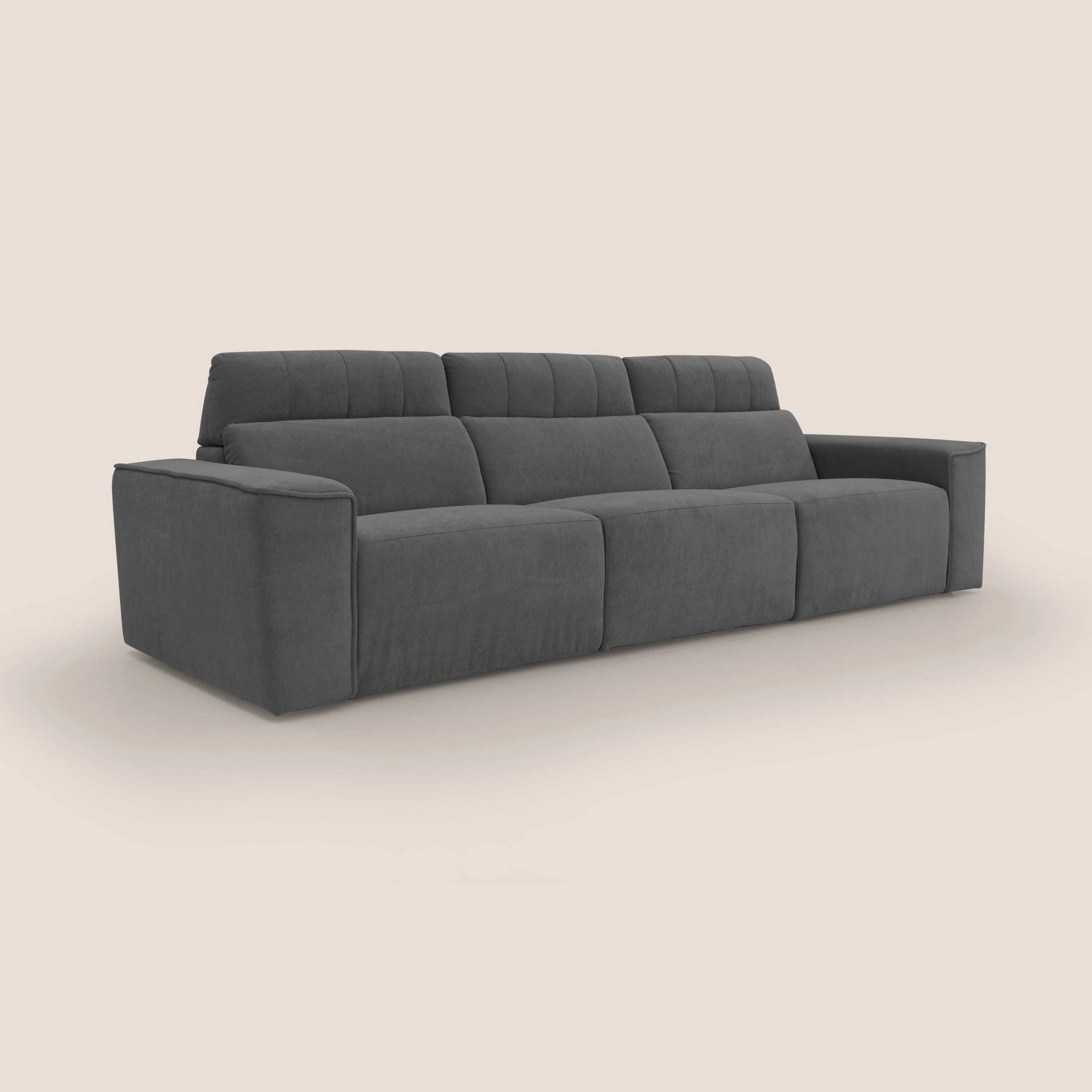 Clark Canapé modulable avec 3 assises et avec option relax électrique en tissu imperméable et détachable T17 anthracite - Image 3