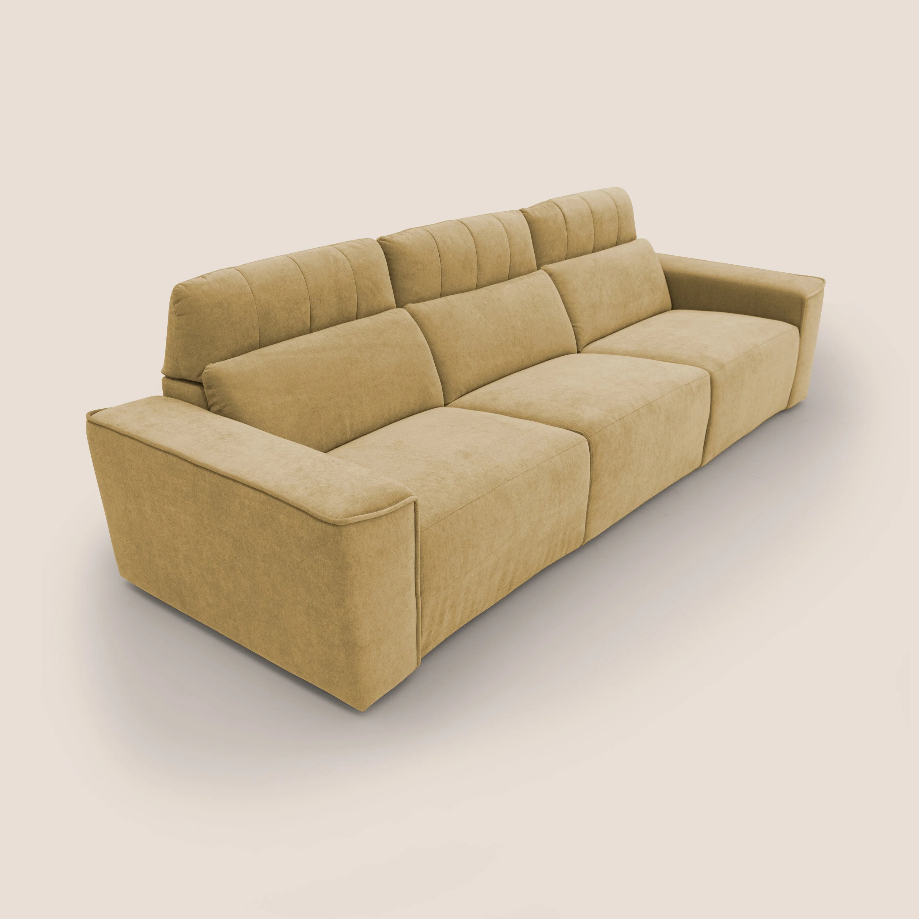 Clark Canapé modulable avec 3 assises et avec option relax électrique en tissu imperméable et détachable T17 jaune - Image 8
