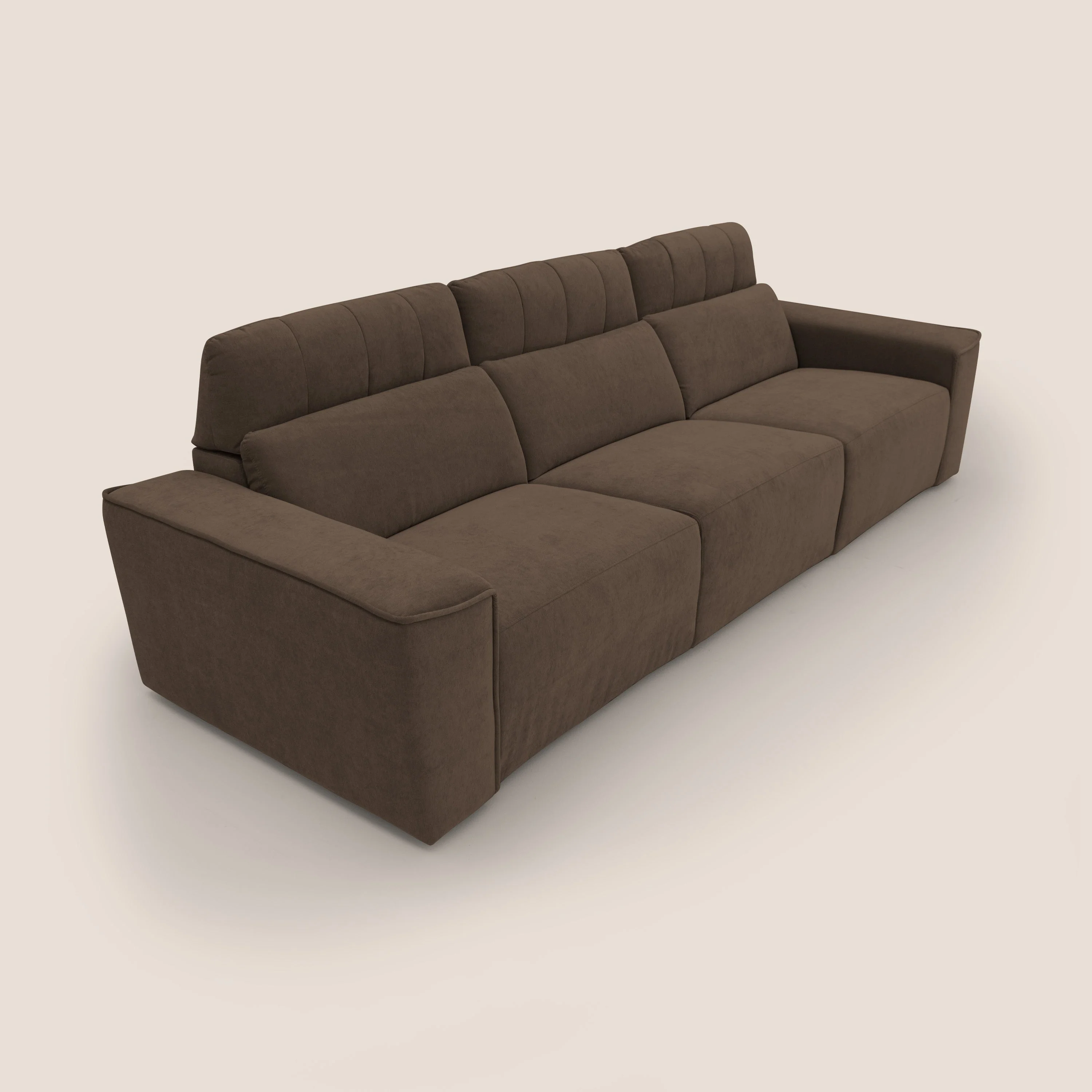 Clark Canapé modulable avec 3 assises et avec option relax électrique en tissu imperméable et détachable T17 marron - Image 6