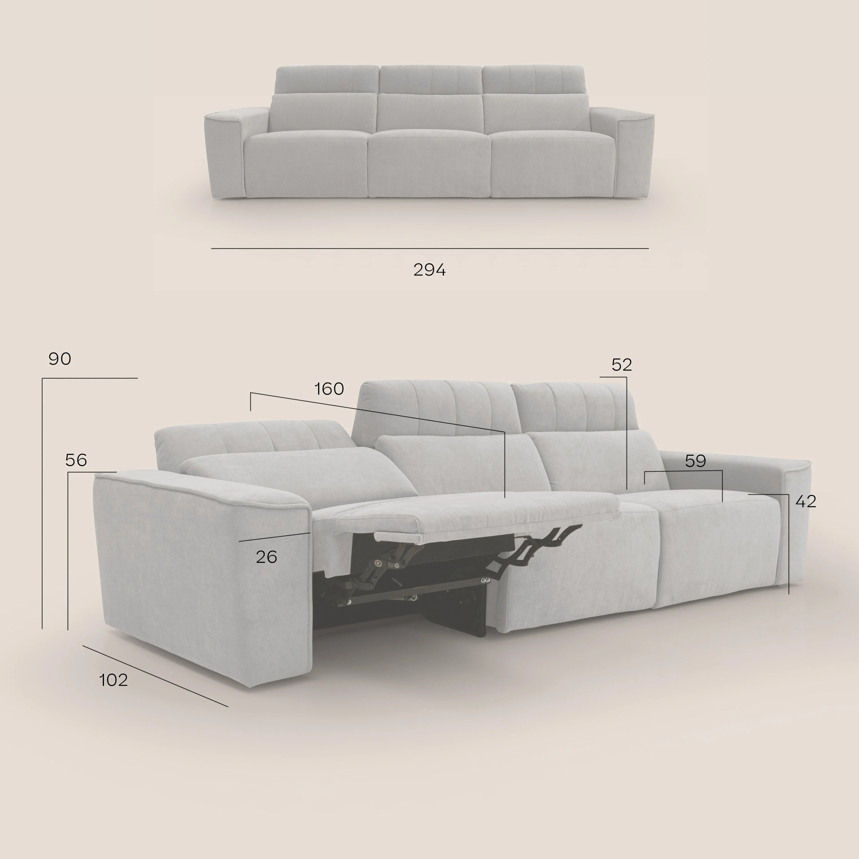 Clark Canapé modulable avec 3 assises et avec option relax électrique en tissu imperméable et détachable T17 orange - Image 13