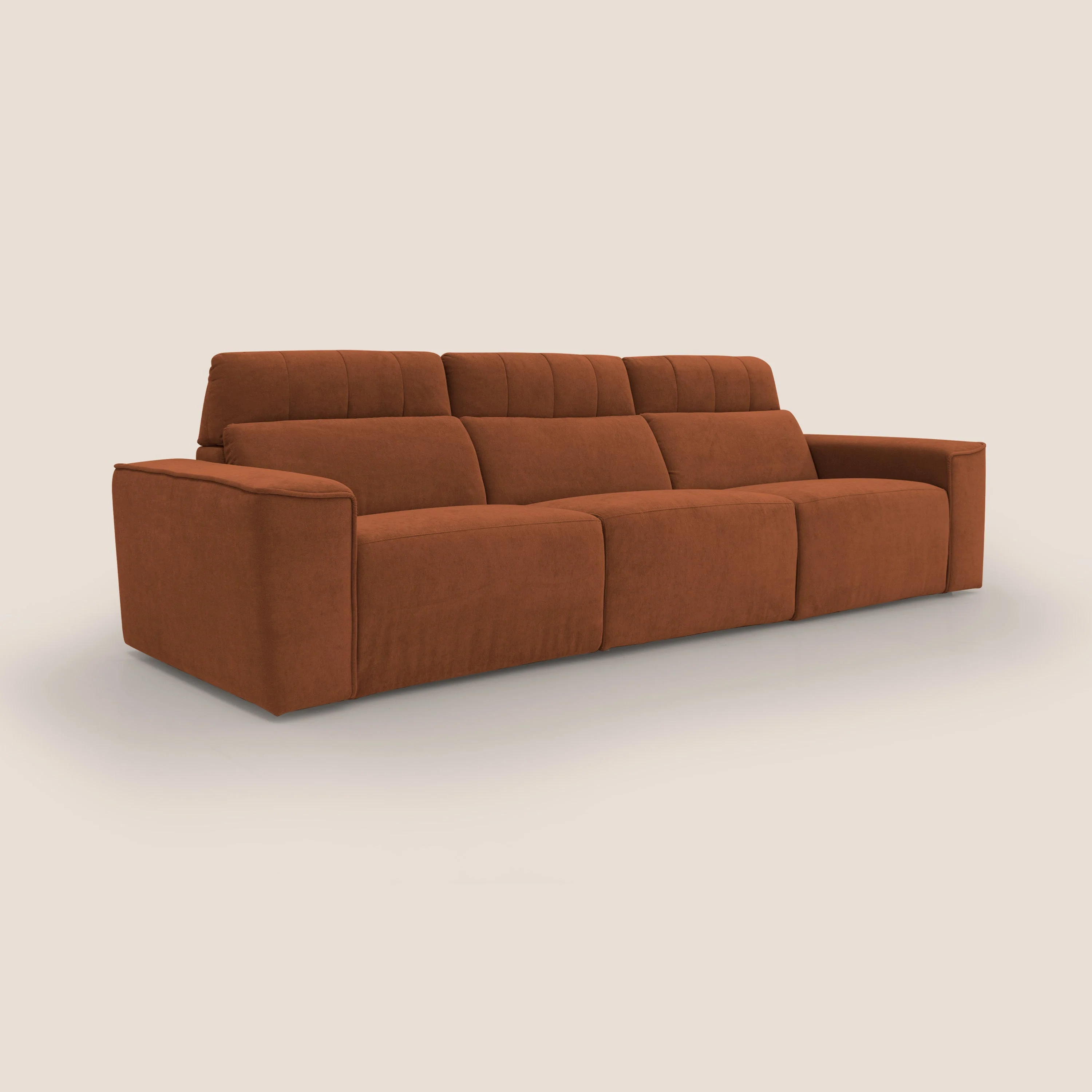 Clark Canapé modulable avec 3 assises et avec option relax électrique en tissu imperméable et détachable T17 orange - Image 3