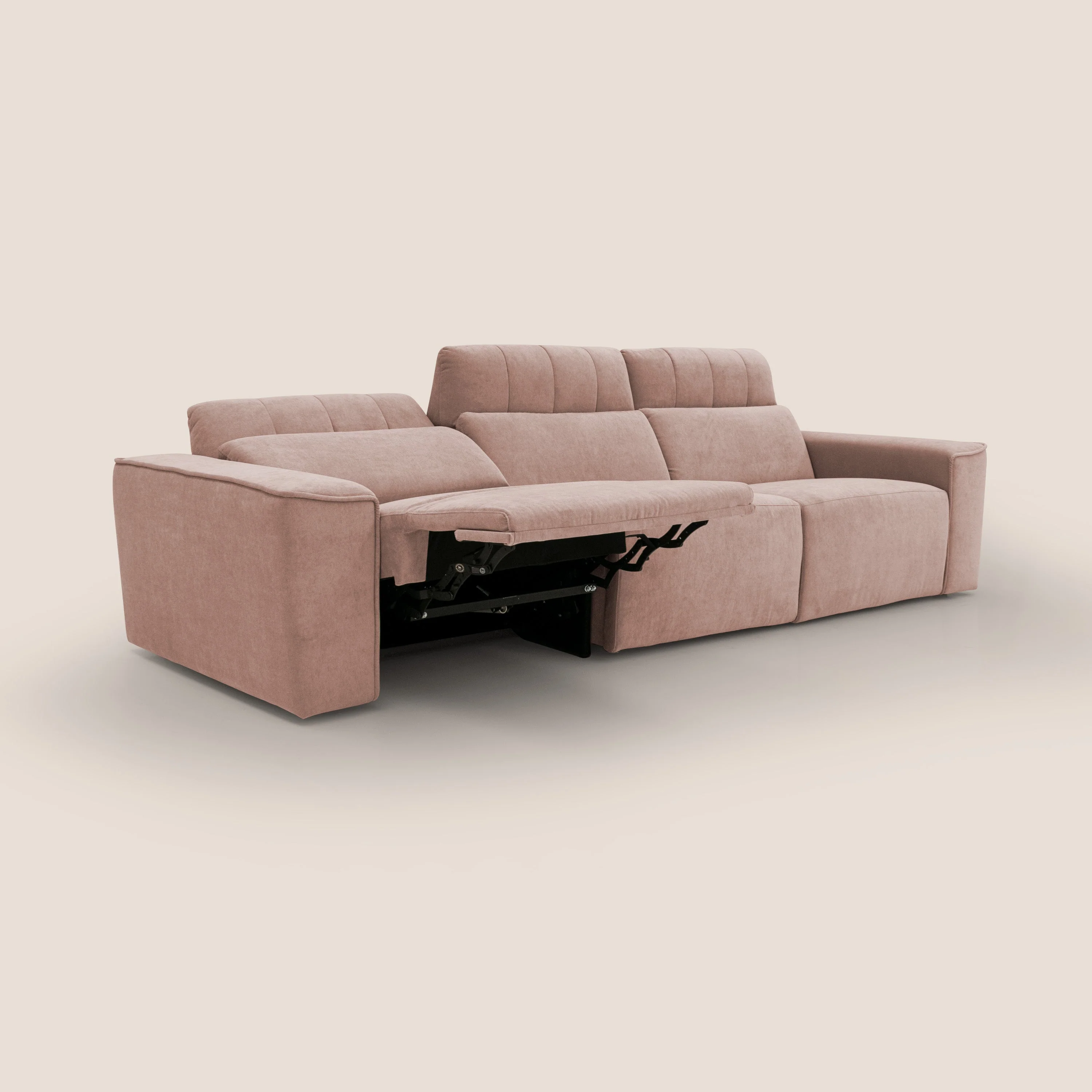 Clark Canapé modulable avec 3 assises et avec option relax électrique en tissu imperméable et détachable T17 rose - Image 2