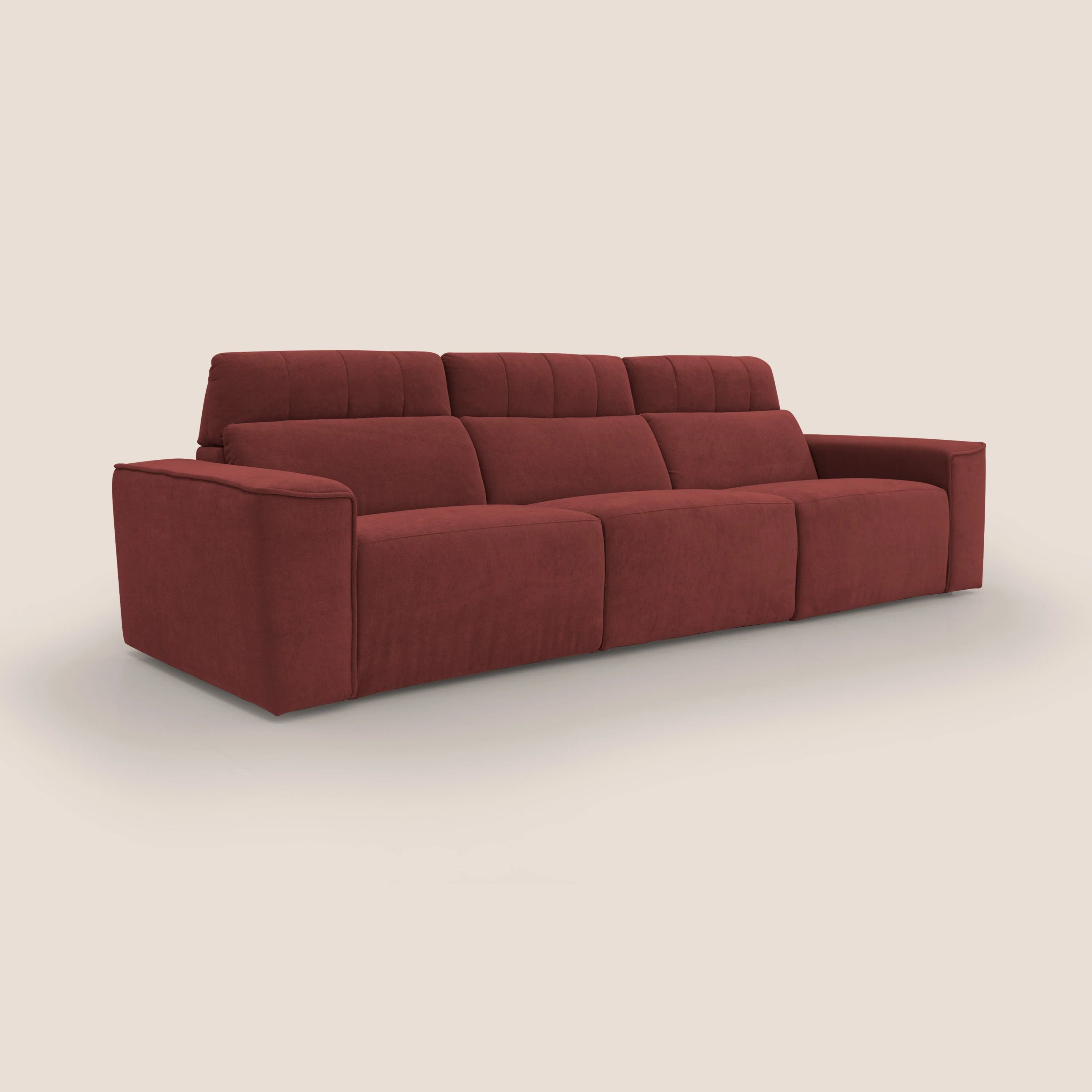 Clark Canapé modulable avec 3 assises et avec option relax électrique en tissu imperméable et détachable T17 rouge - Image 3