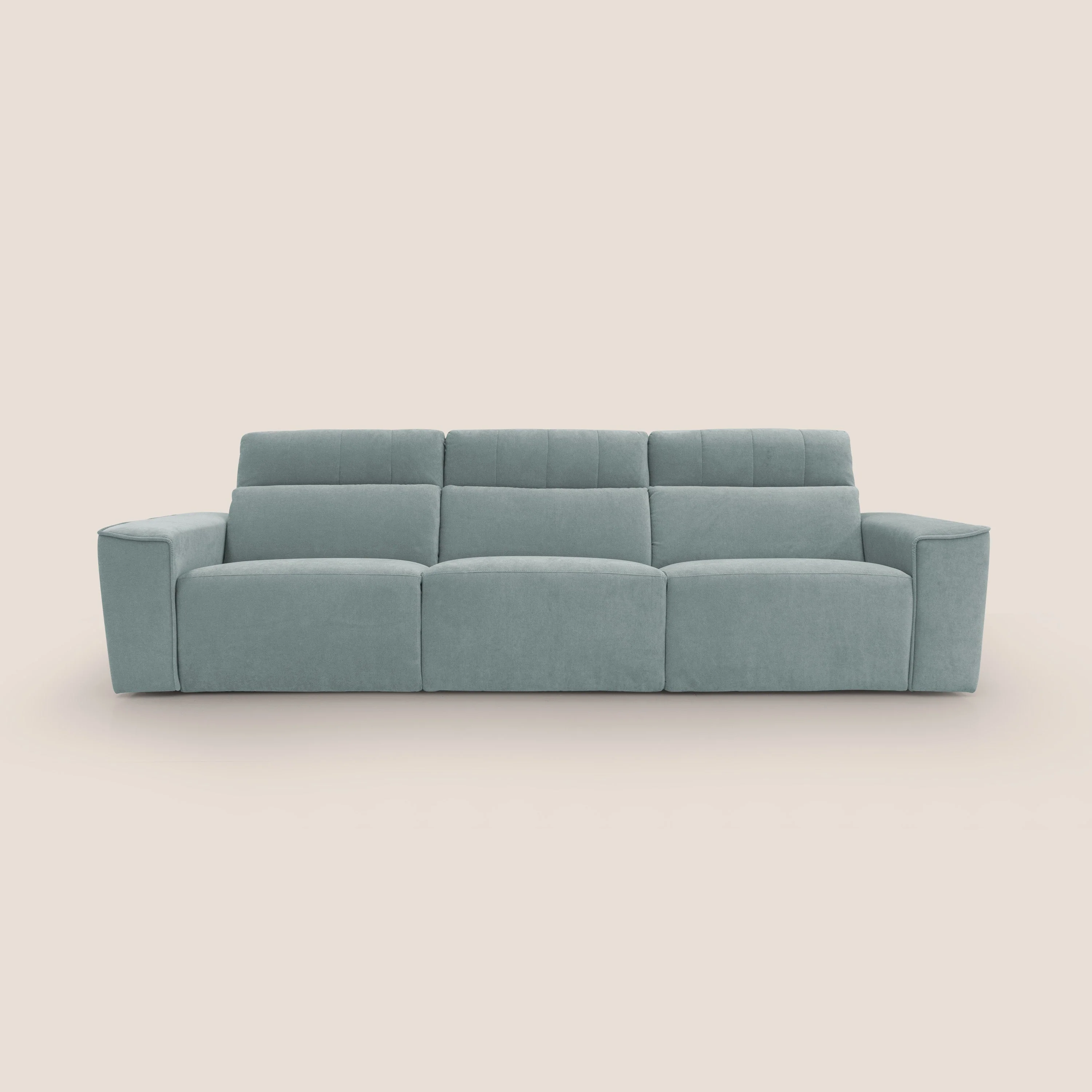 Clark Canapé modulable avec 3 assises et avec option relax électrique en tissu imperméable et détachable T17 vert d'eau