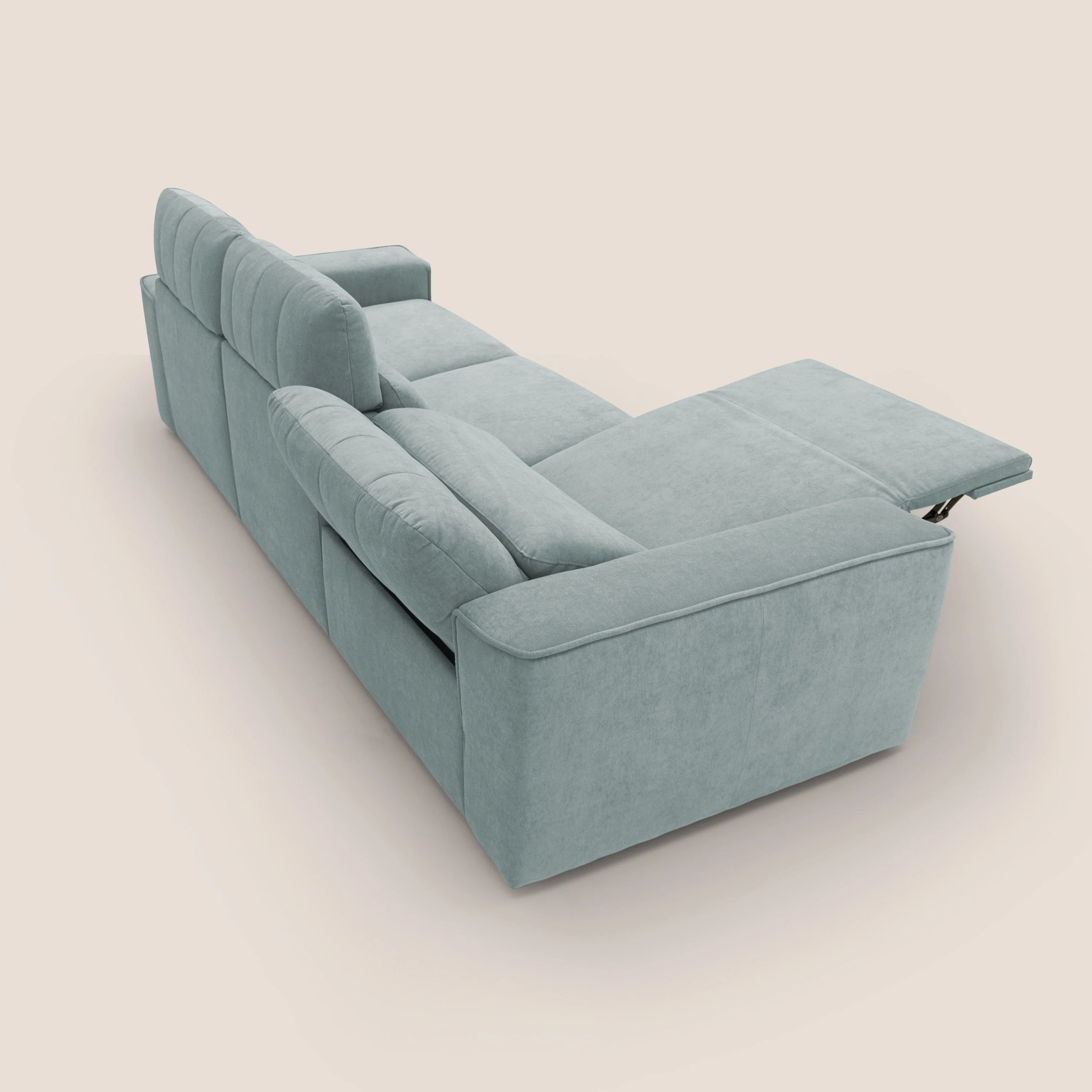 Clark Canapé modulable avec 3 assises et avec option relax électrique en tissu imperméable et détachable T17 vert d'eau - Image 10