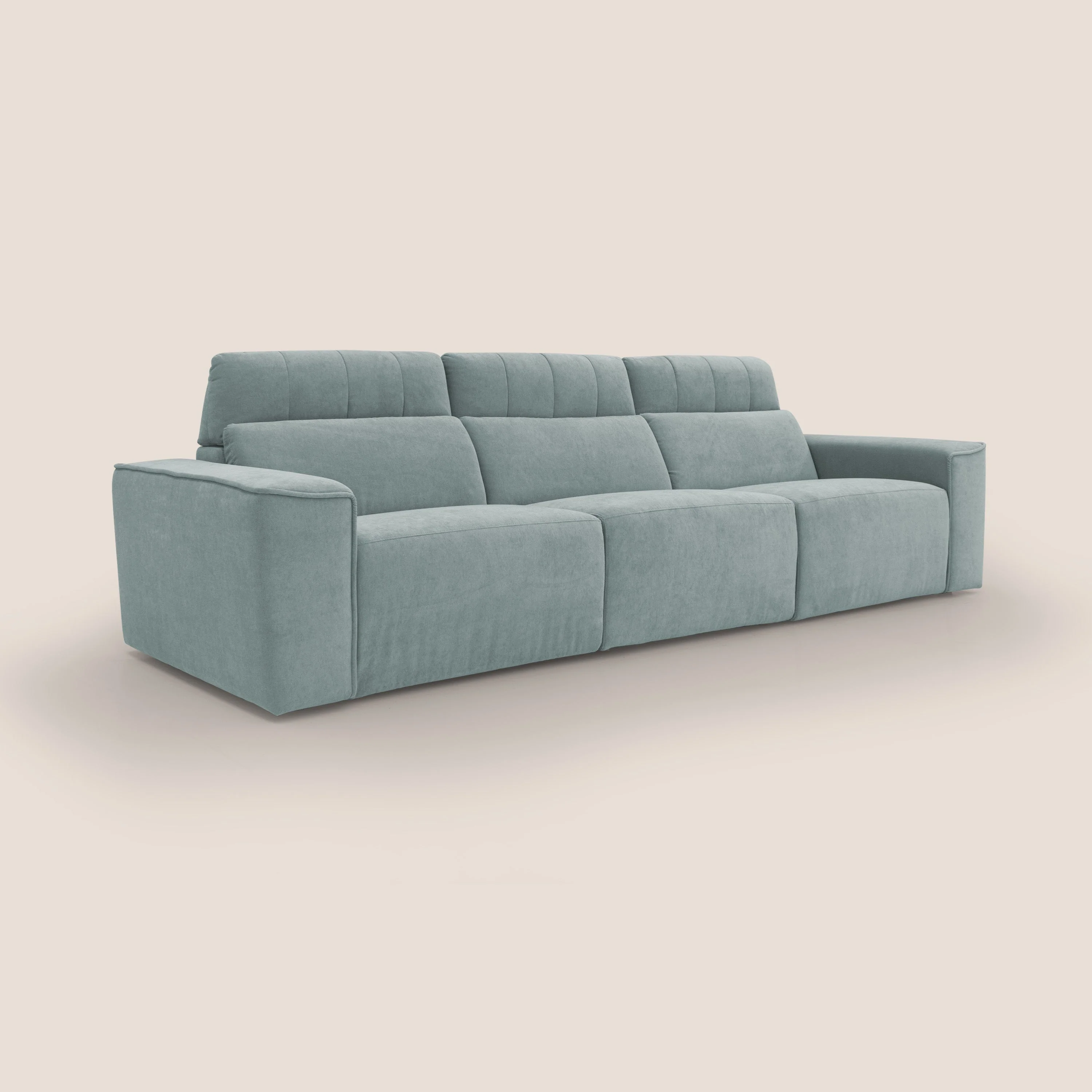Clark Canapé modulable avec 3 assises et avec option relax électrique en tissu imperméable et détachable T17 vert d'eau - Image 3
