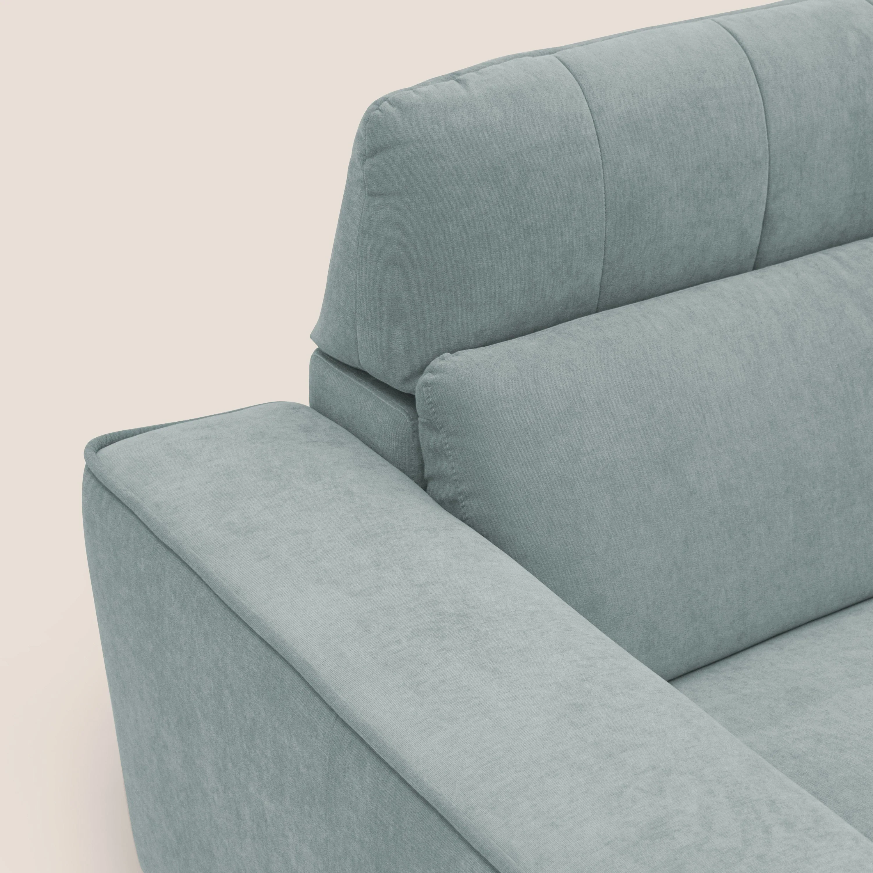 Clark Canapé modulable avec 3 assises et avec option relax électrique en tissu imperméable et détachable T17 vert d'eau - Image 7