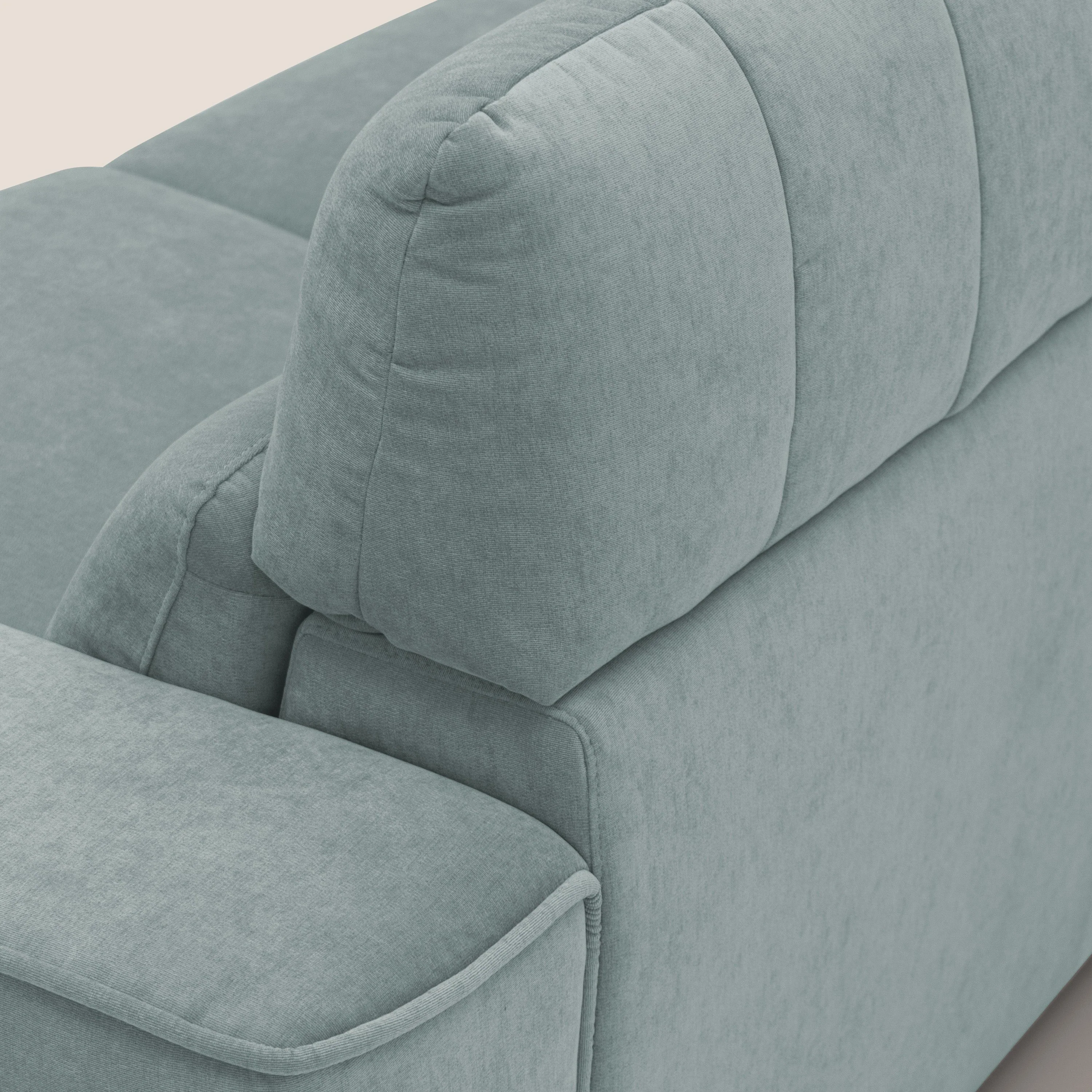 Clark Canapé modulable avec 3 assises et avec option relax électrique en tissu imperméable et détachable T17 vert d'eau - Image 9