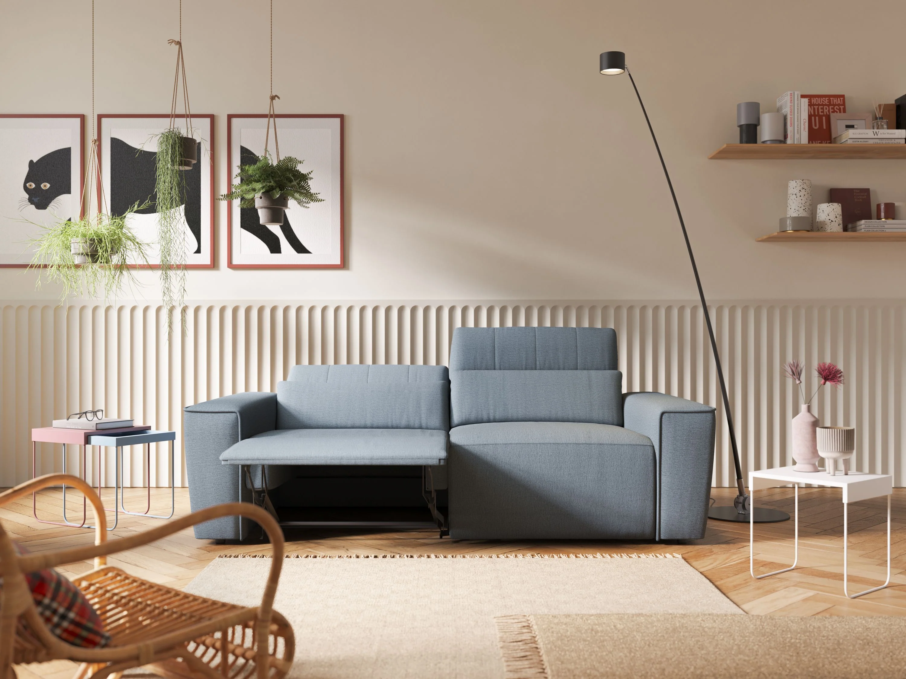 Clark Canapé modulable avec option relax électrique en tissu imperméable et détachable T17 bleu - Image 16
