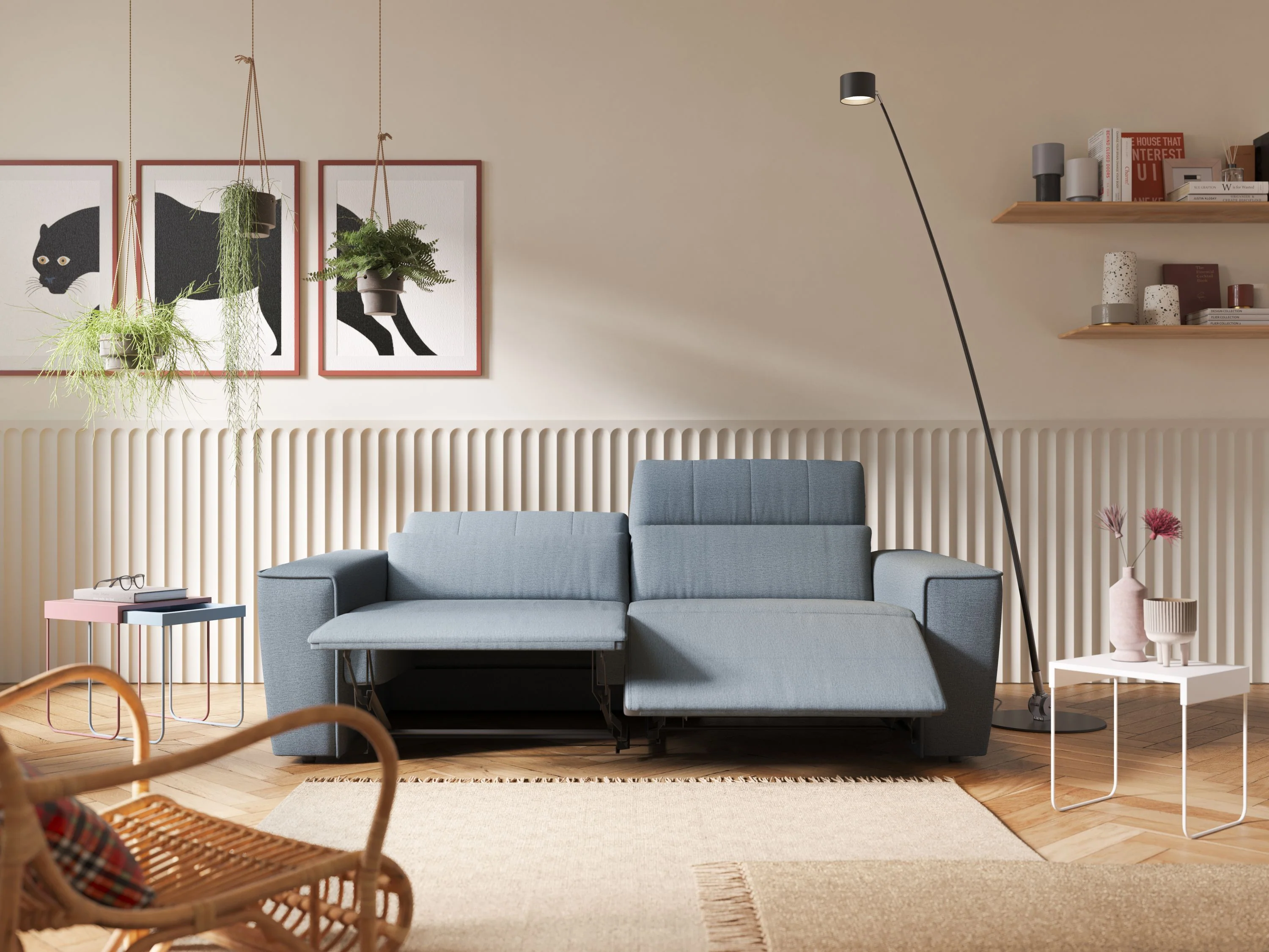 Clark Canapé modulable avec option relax électrique en tissu imperméable et détachable T17 crème - Image 17