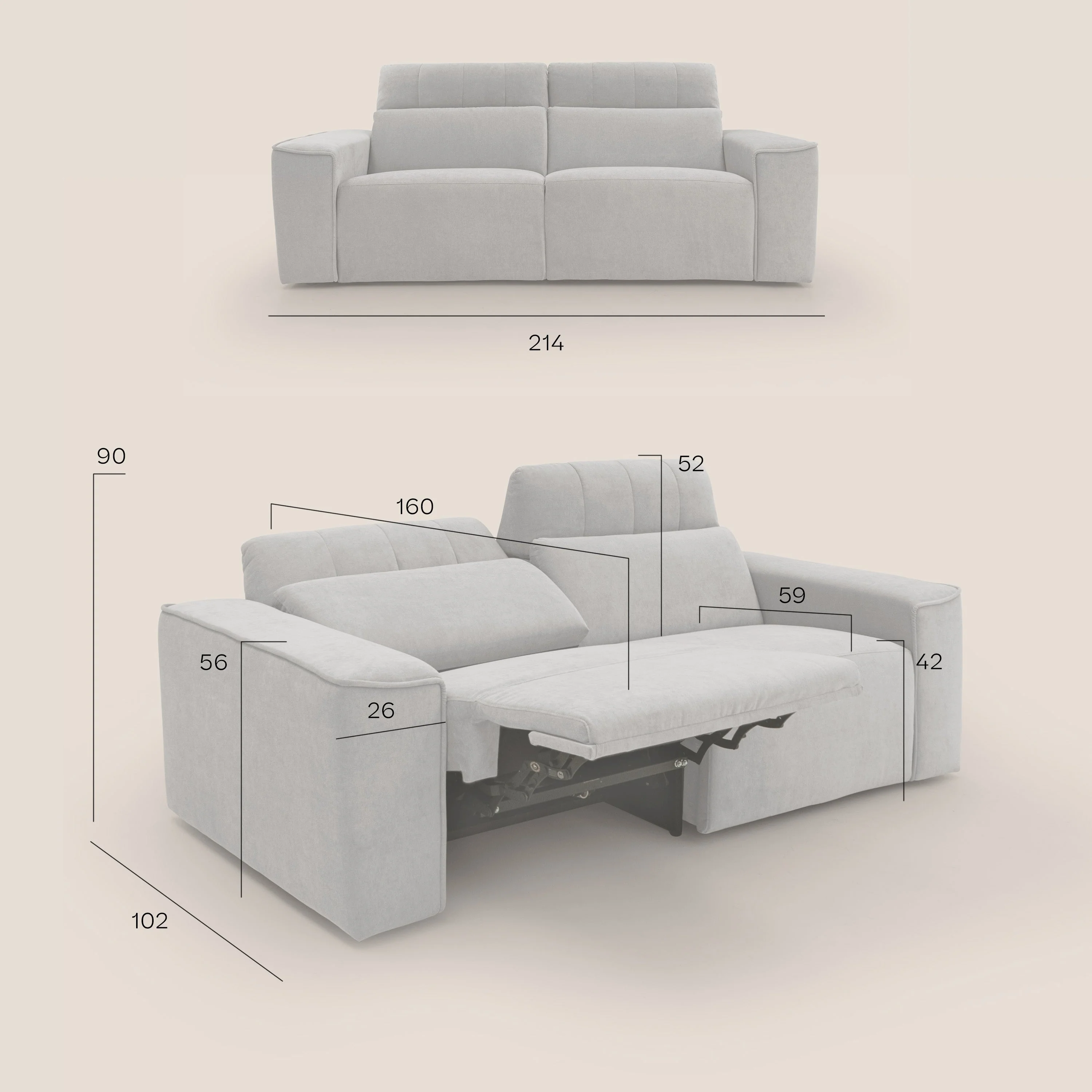 Clark Canapé modulable avec option relax électrique en tissu imperméable et détachable T17 orange - Image 13
