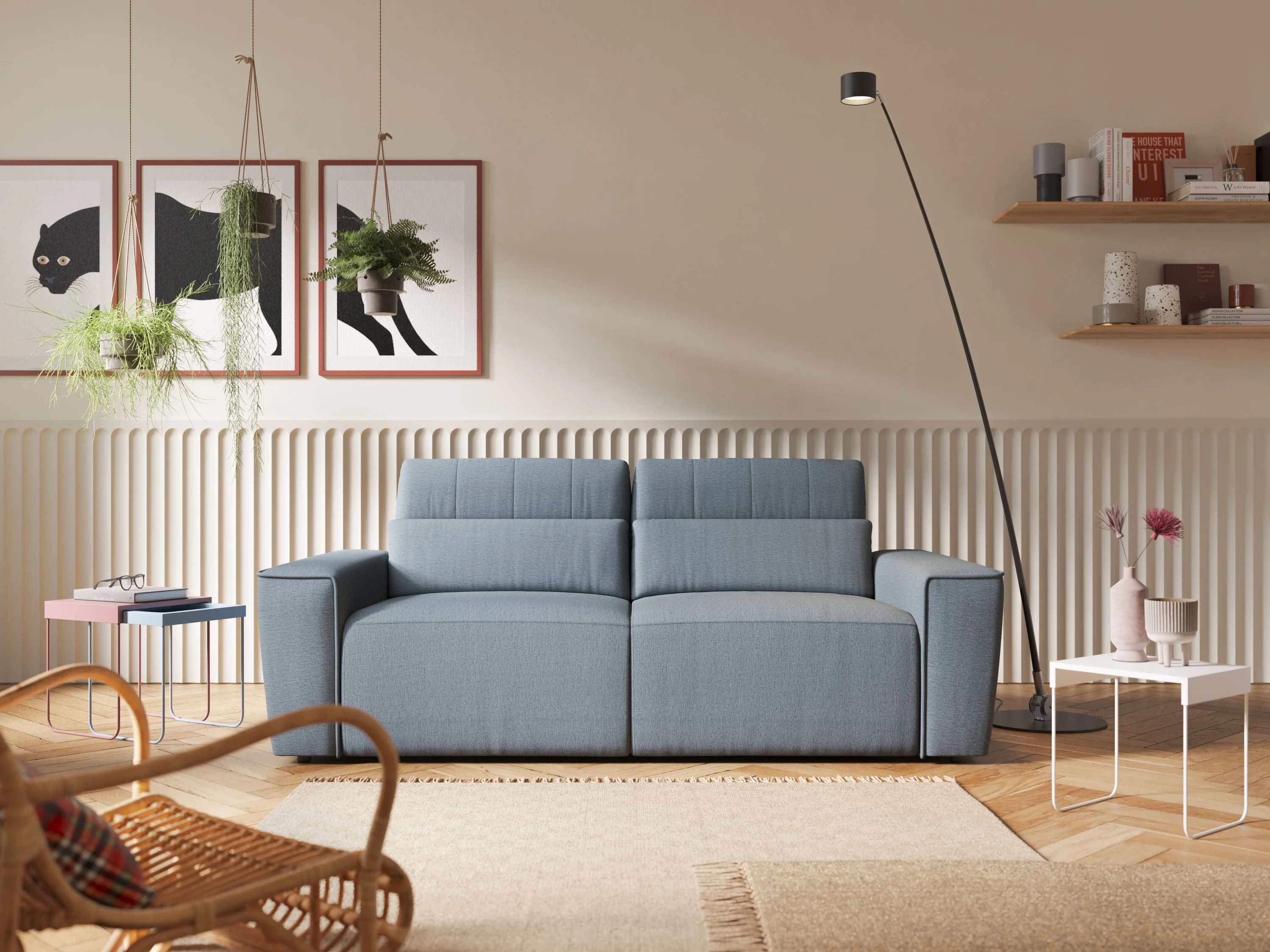 Clark Canapé modulable avec option relax électrique en tissu imperméable et détachable T17 rose - Image 14