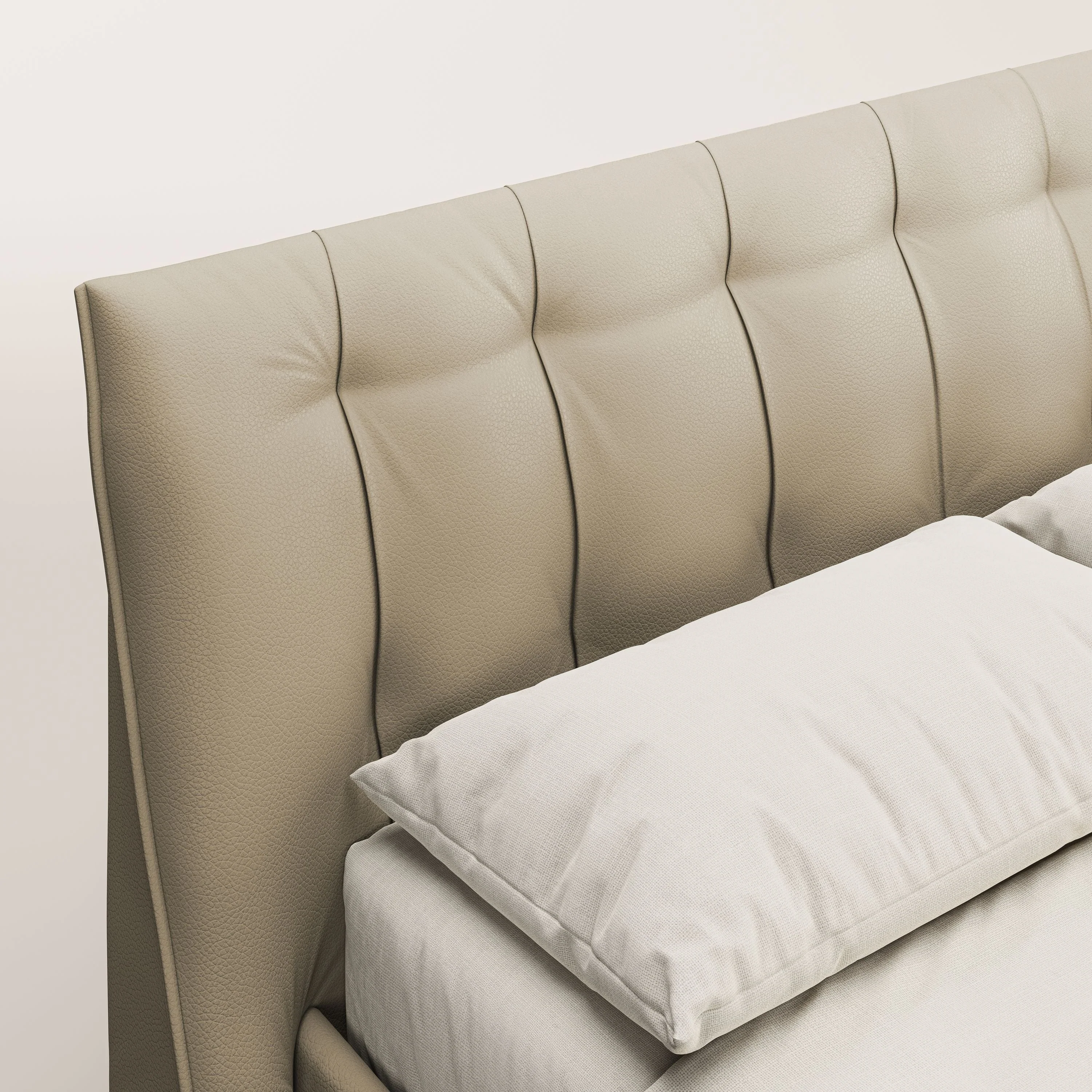Clizia Lit de design avec coffre de rangement en simili-cuir imperméable T04 beige - Image 6
