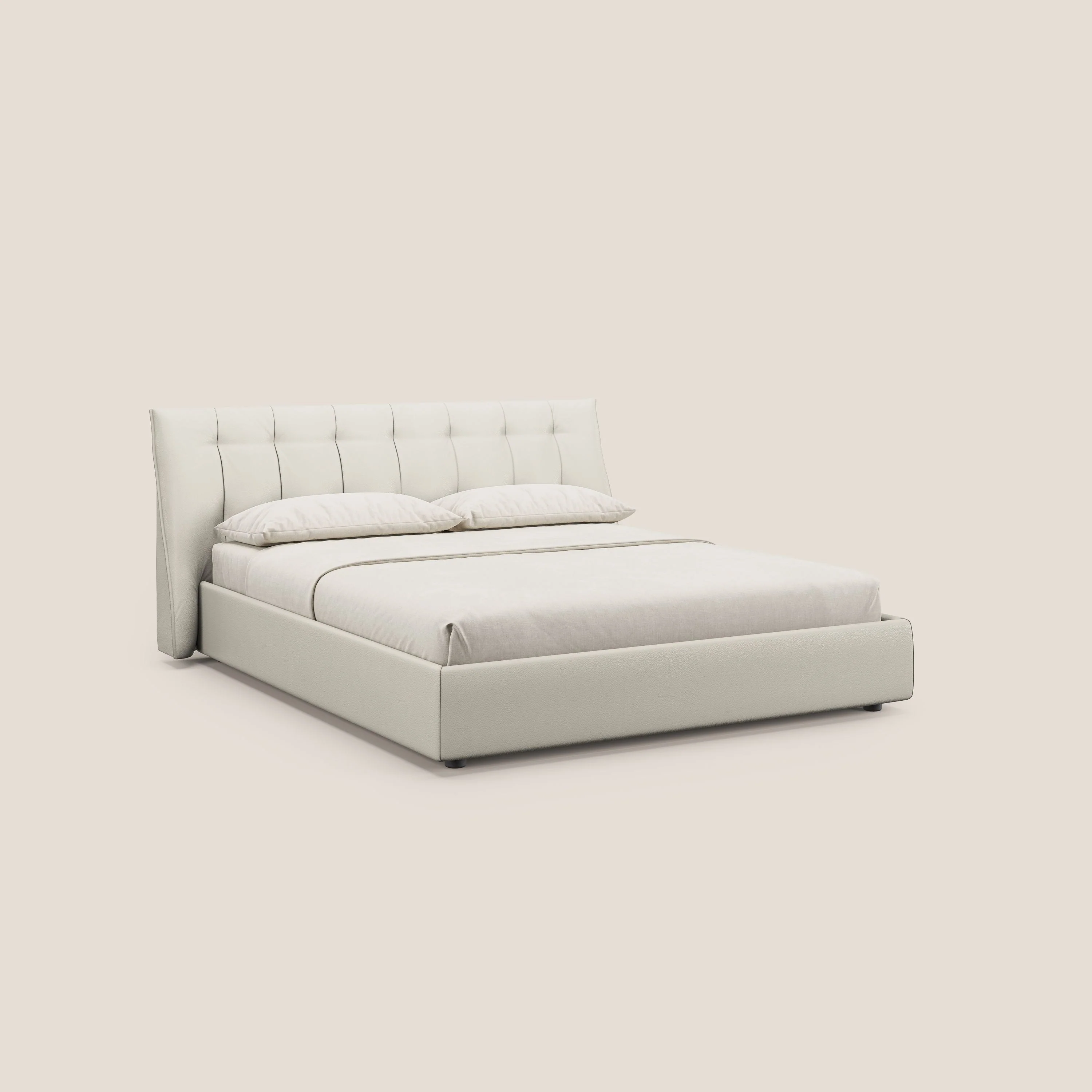Clizia Lit de design avec coffre de rangement en simili-cuir imperméable T04 blanc