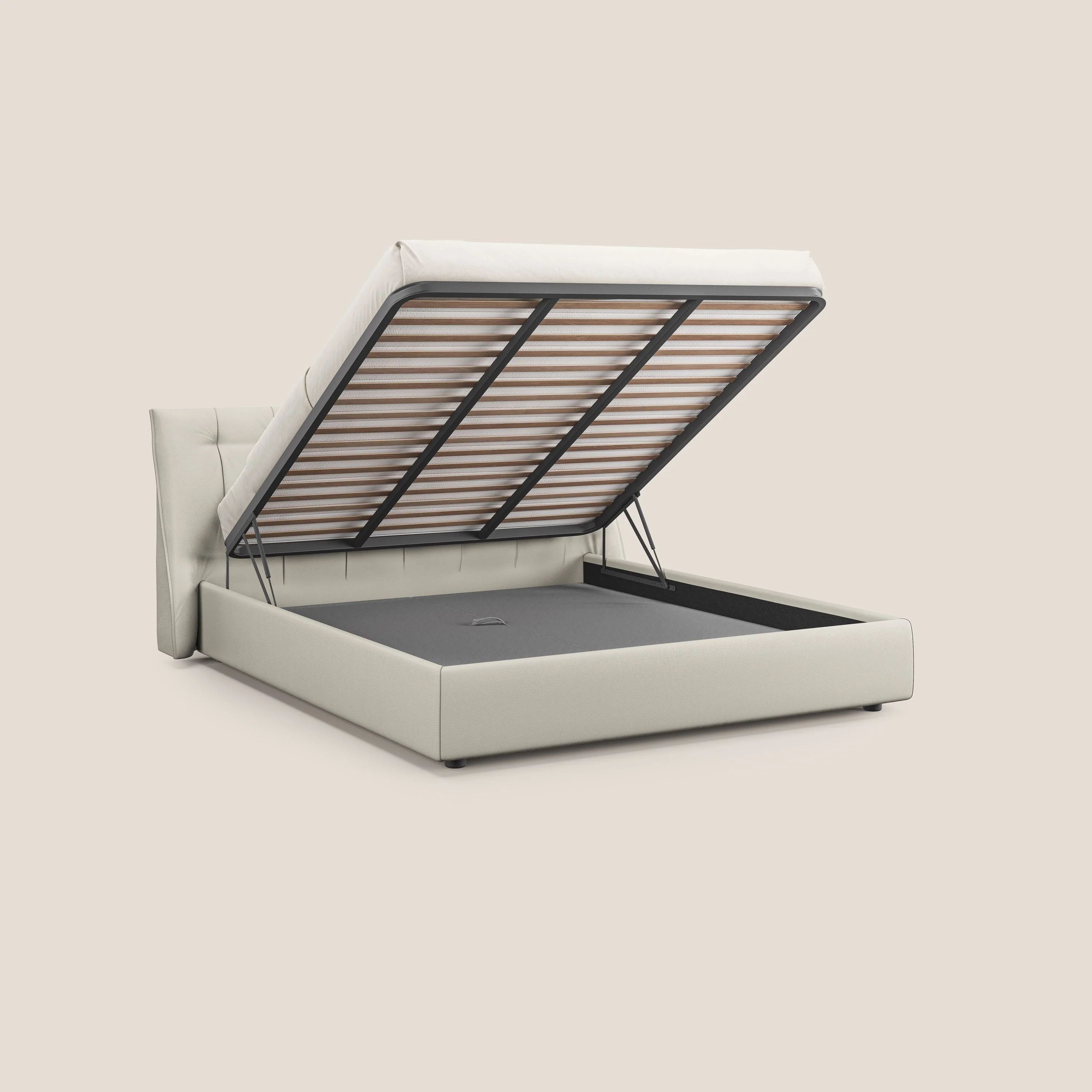 Clizia Lit de design avec coffre de rangement en simili-cuir imperméable T04 blanc - Image 2