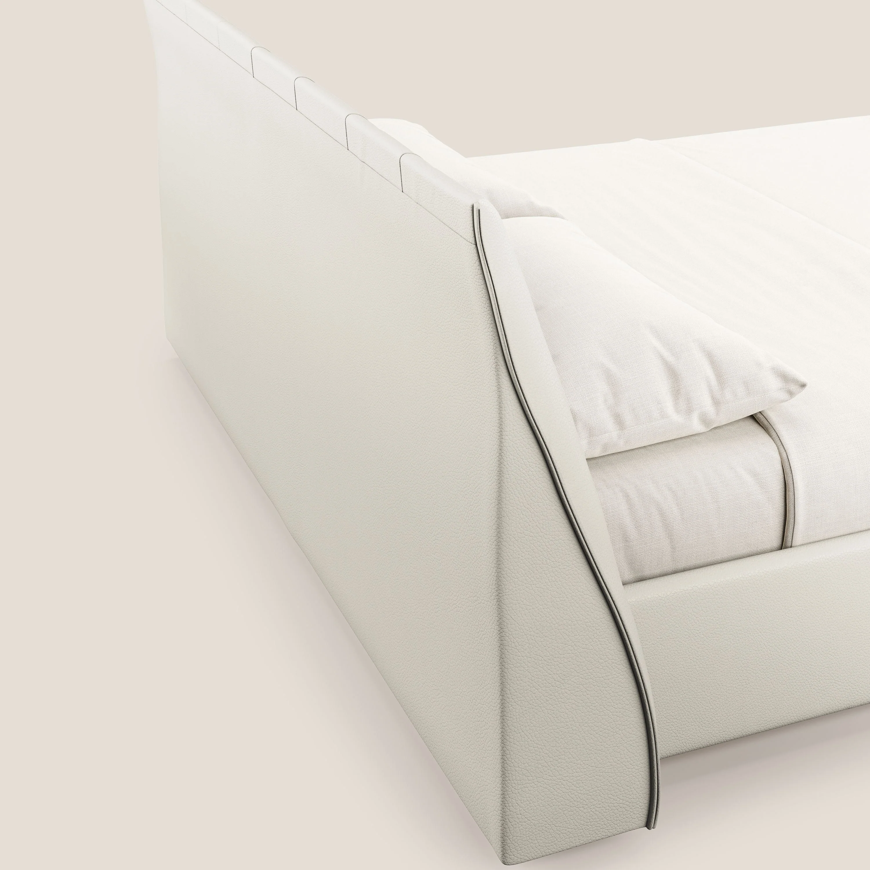Clizia Lit de design avec coffre de rangement en simili-cuir imperméable T04 blanc - Image 7