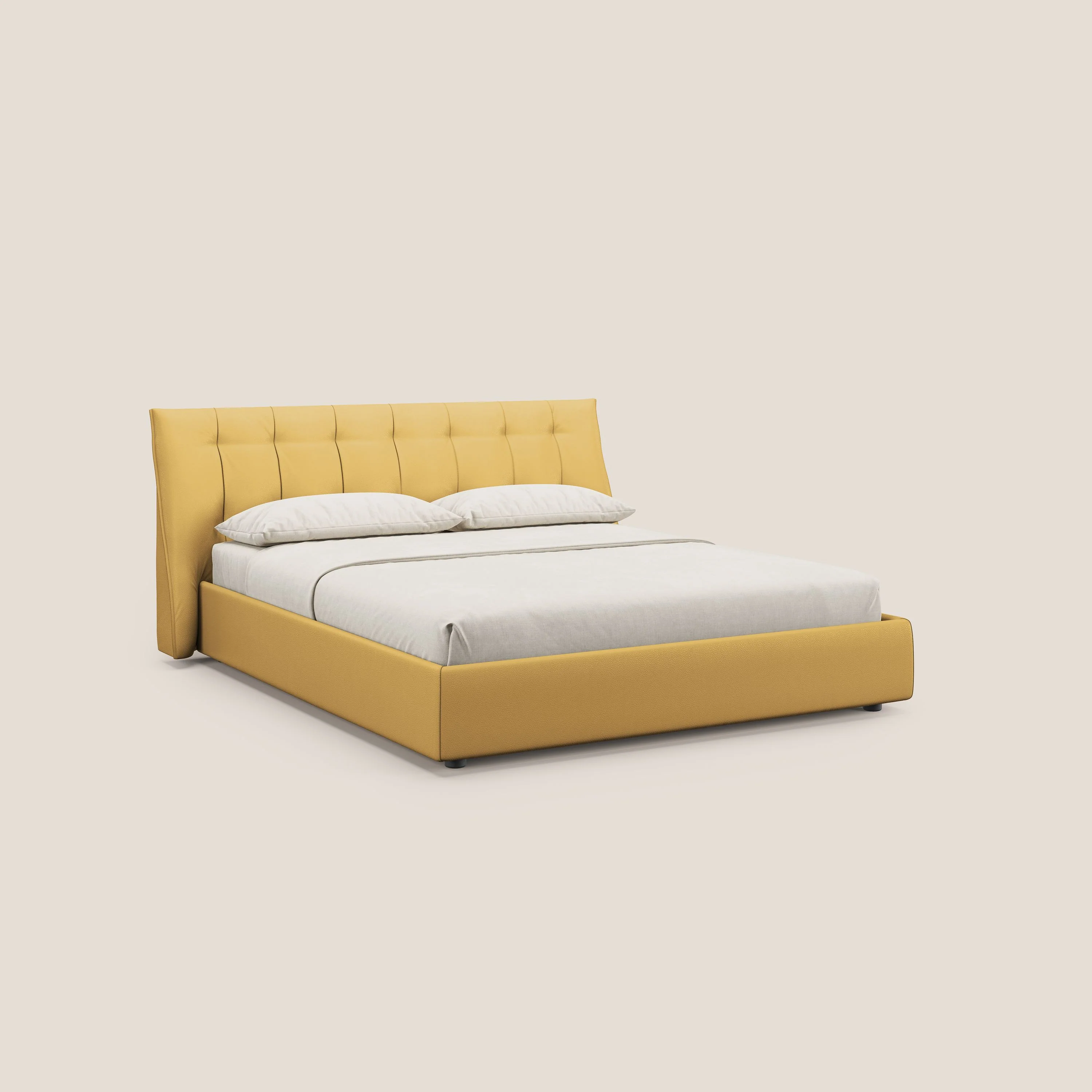 Clizia Lit de design avec coffre de rangement en simili-cuir imperméable T04 jaune