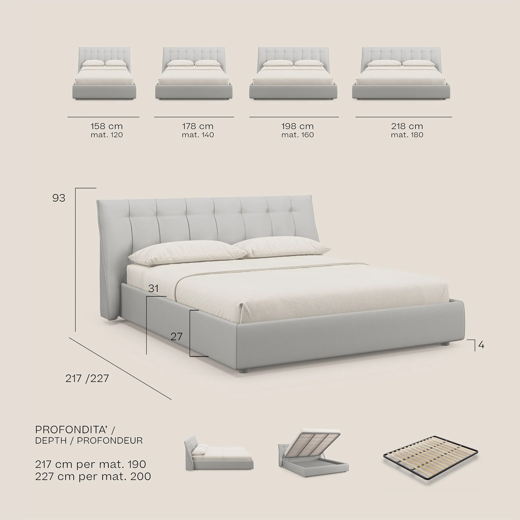 Clizia Lit de design avec coffre de rangement en simili-cuir imperméable T04 marron - Image 9