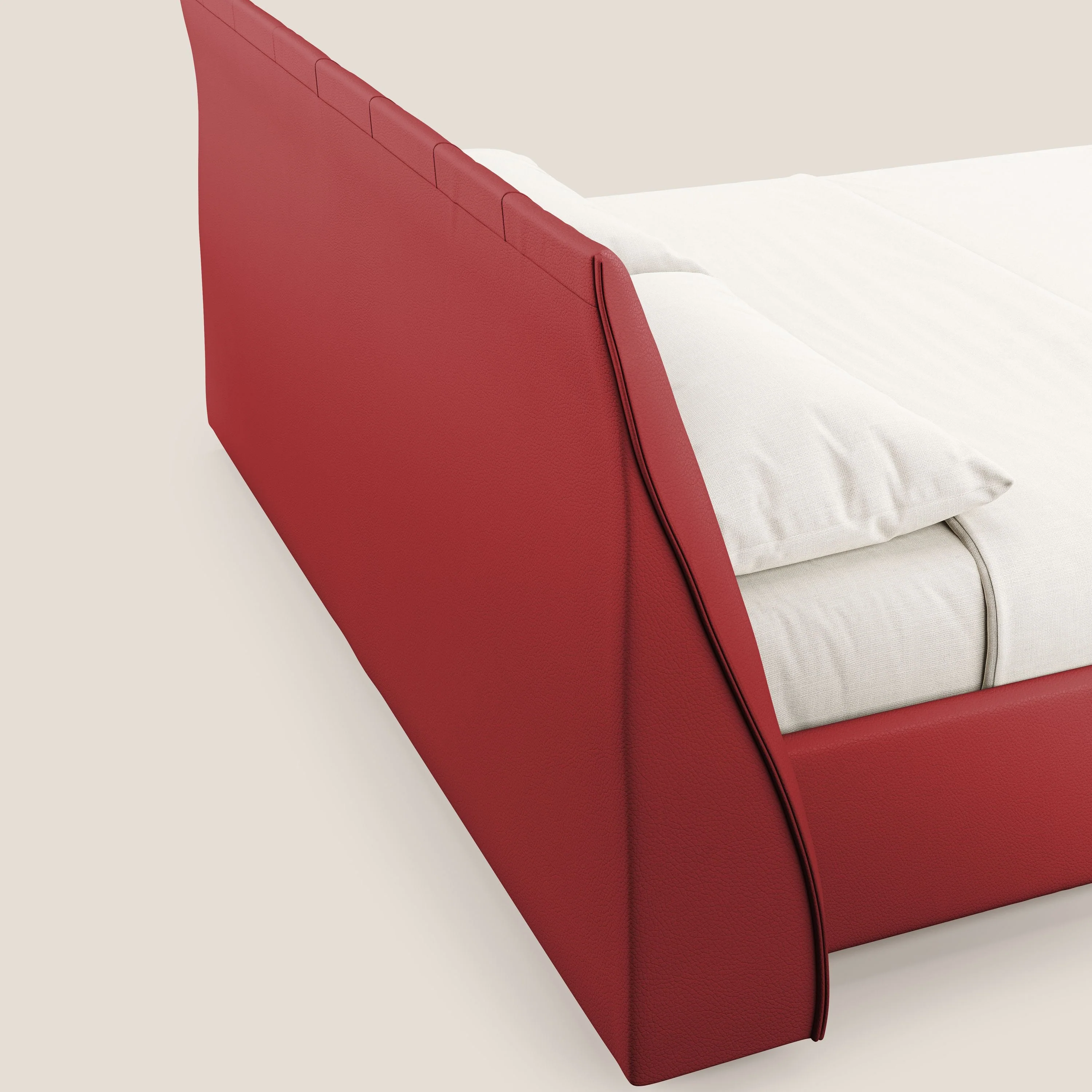 Clizia Lit de design avec coffre de rangement en simili-cuir imperméable T04 rouge - Image 7