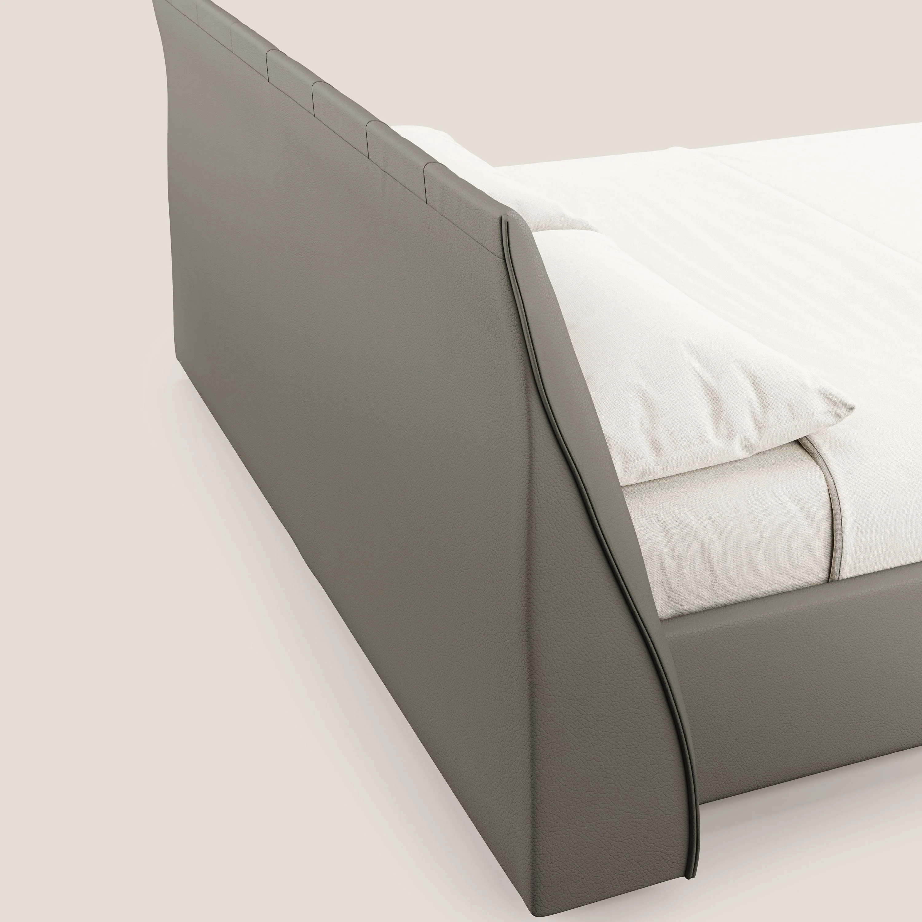 Clizia Lit de design avec coffre de rangement en simili-cuir imperméable T04 taupe - Image 7