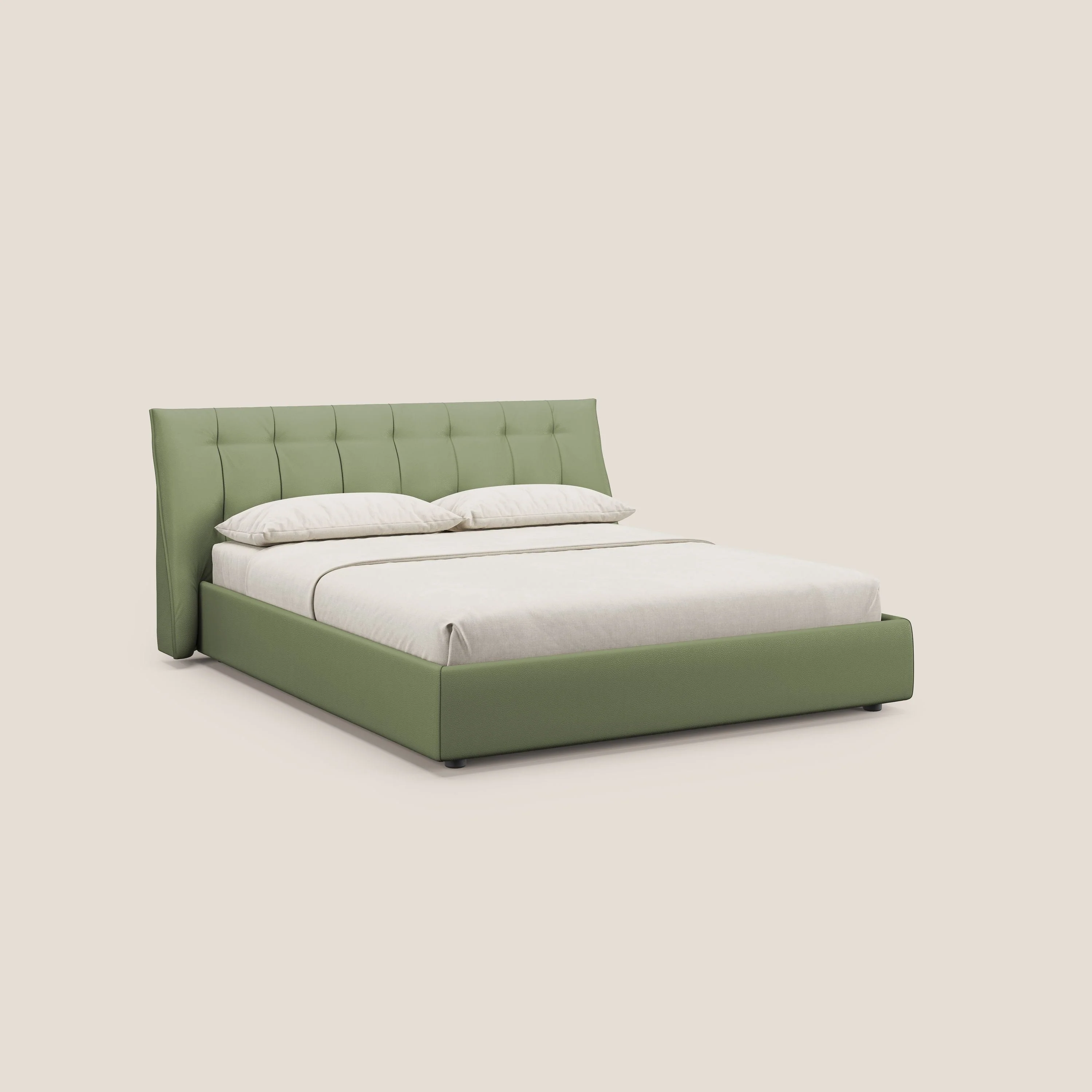 Clizia Lit de design avec coffre de rangement en simili-cuir imperméable T04 vert