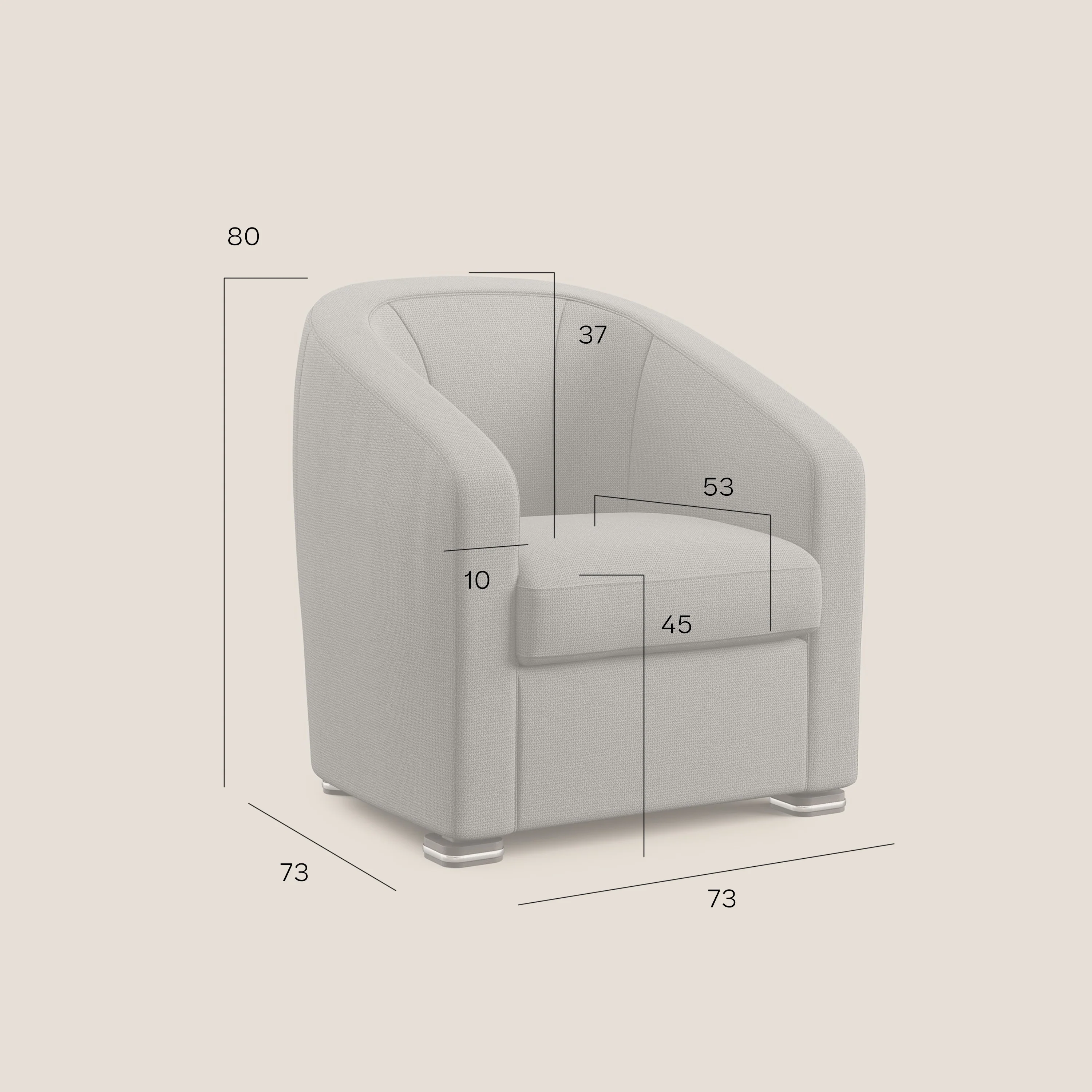Cloe Fauteuil en tissu détachable à l'eau QuickClean T08 marron - Image 9