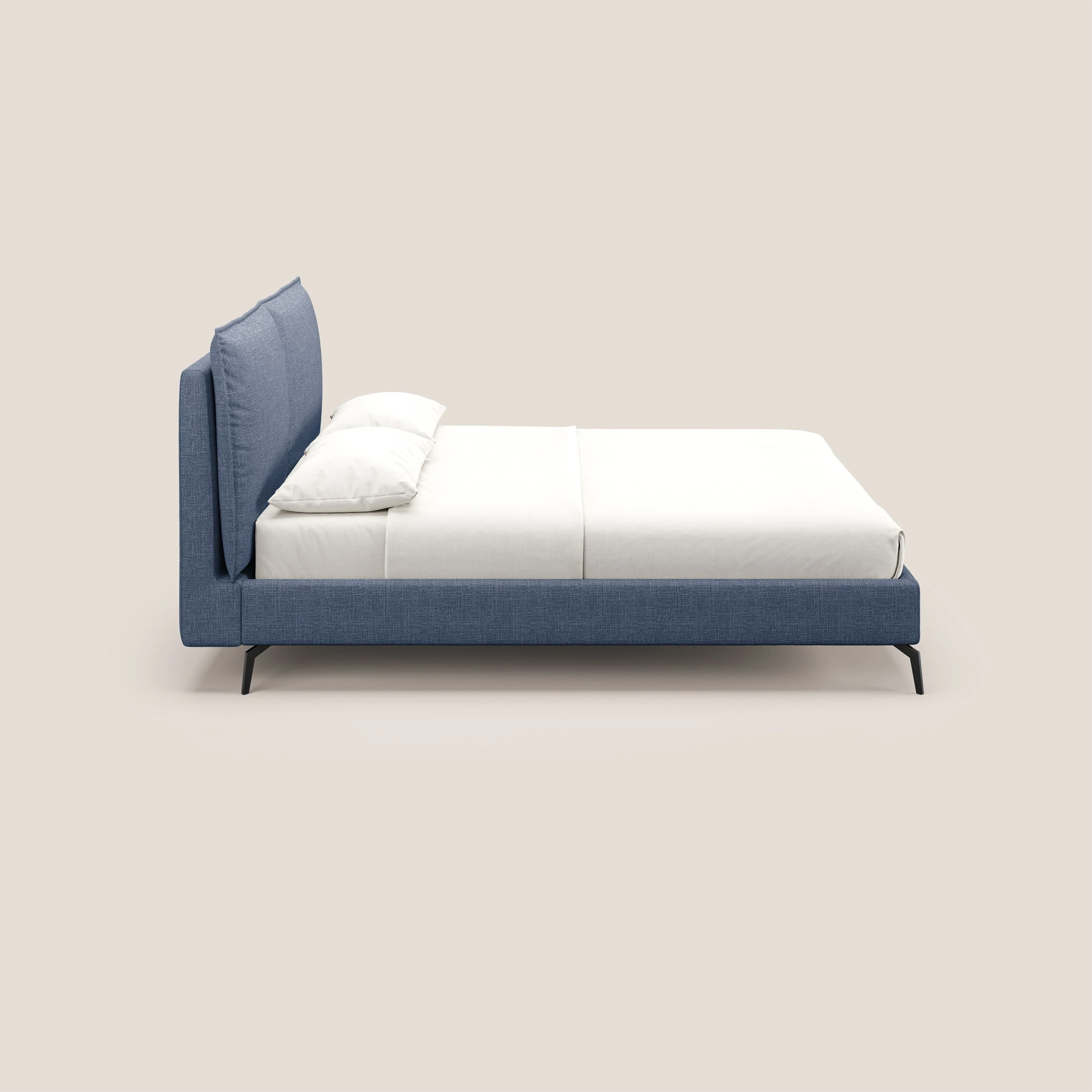Cloe lit rembourré avec pieds en métal déhoussable en tissu imperméable T06 bleu - Image 4
