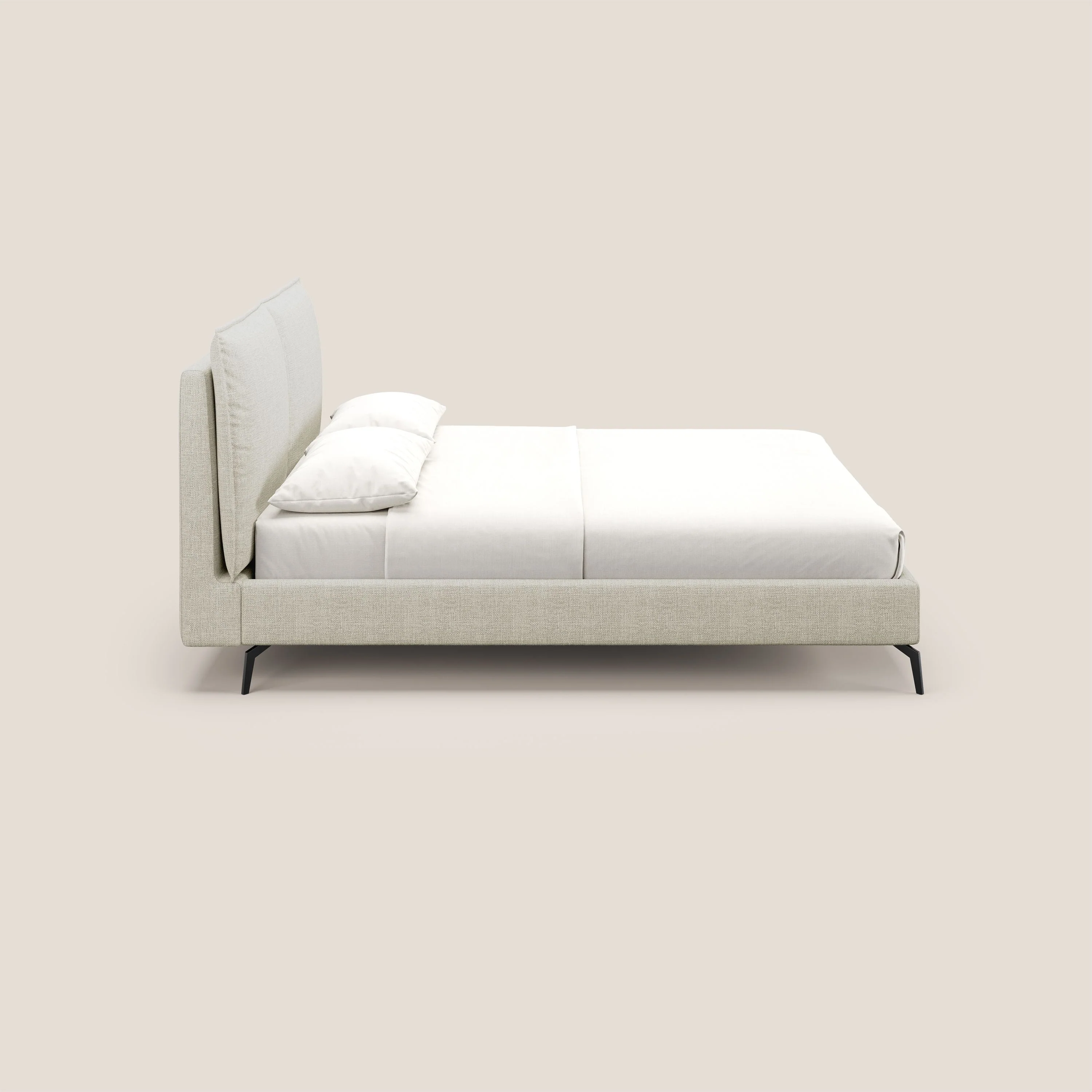 Cloe lit rembourré avec pieds en métal déhoussable en tissu imperméable T06 crème - Image 4