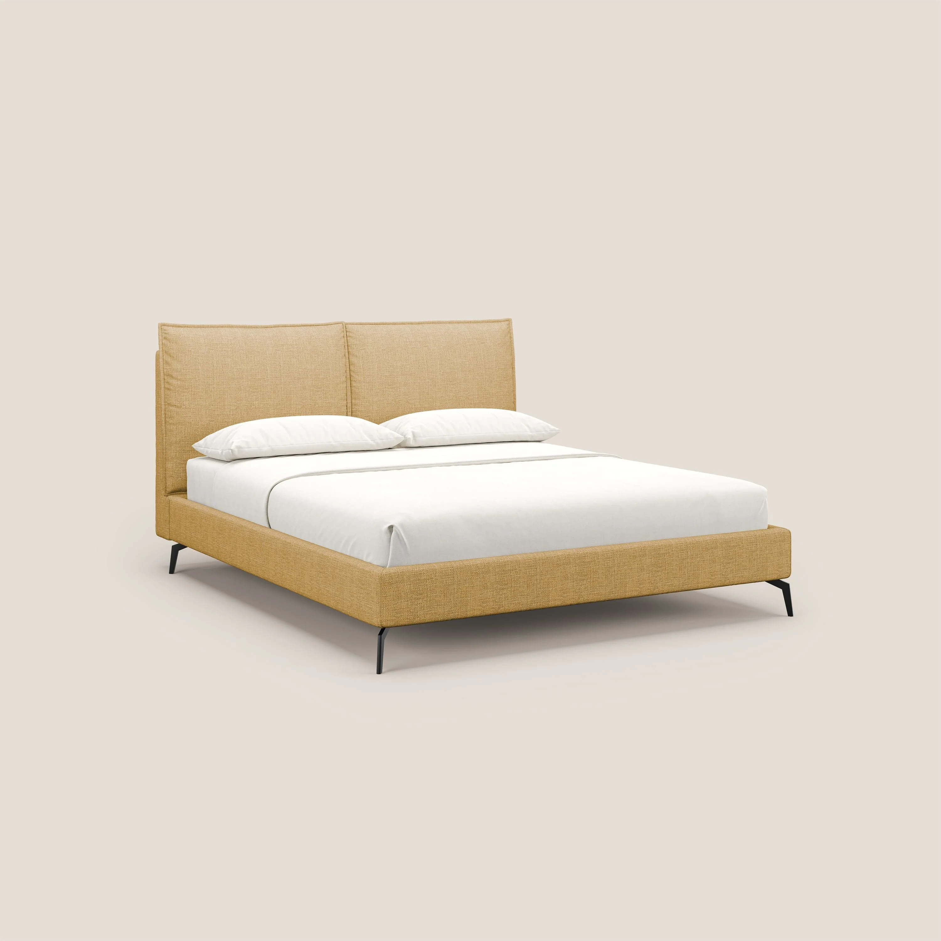 Cloe lit rembourré avec pieds en métal déhoussable en tissu imperméable T06 jaune