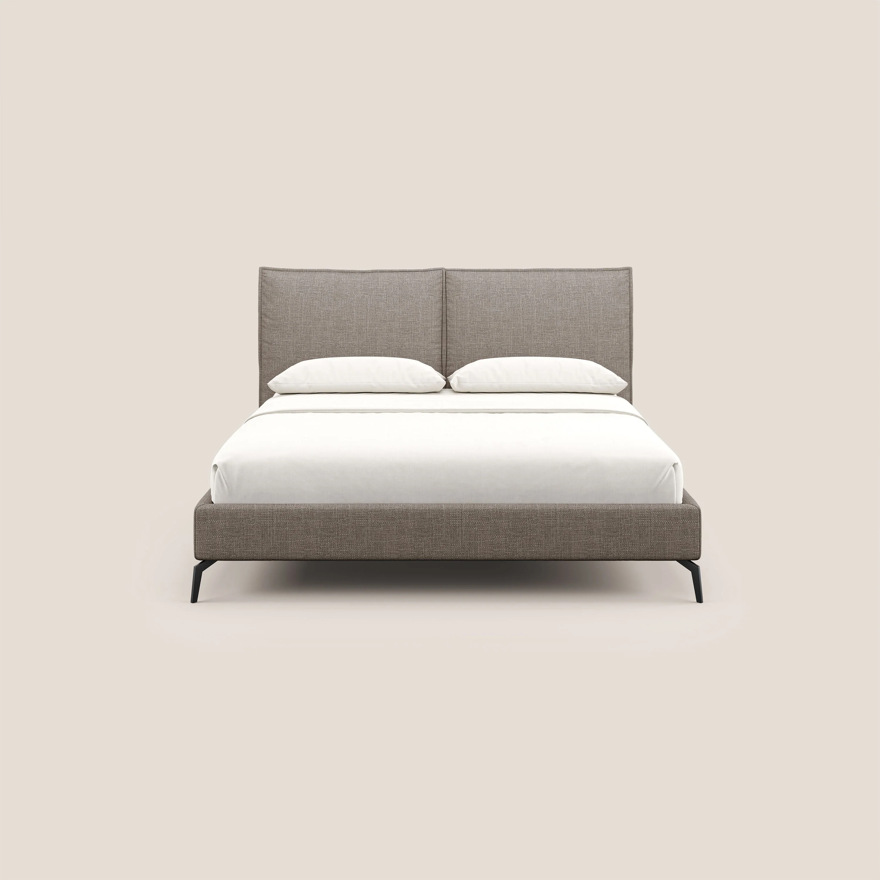 Cloe lit rembourré avec pieds en métal déhoussable en tissu imperméable T06 marron - Image 2