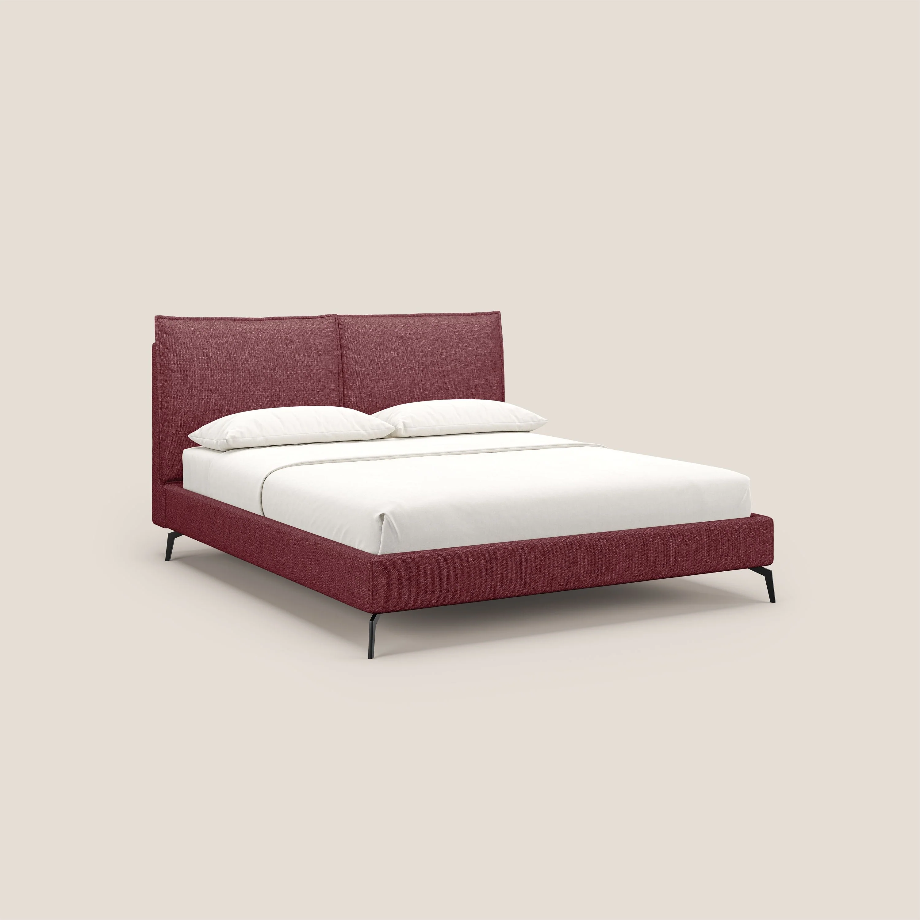 Cloe lit rembourré avec pieds en métal déhoussable en tissu imperméable T06 rouge