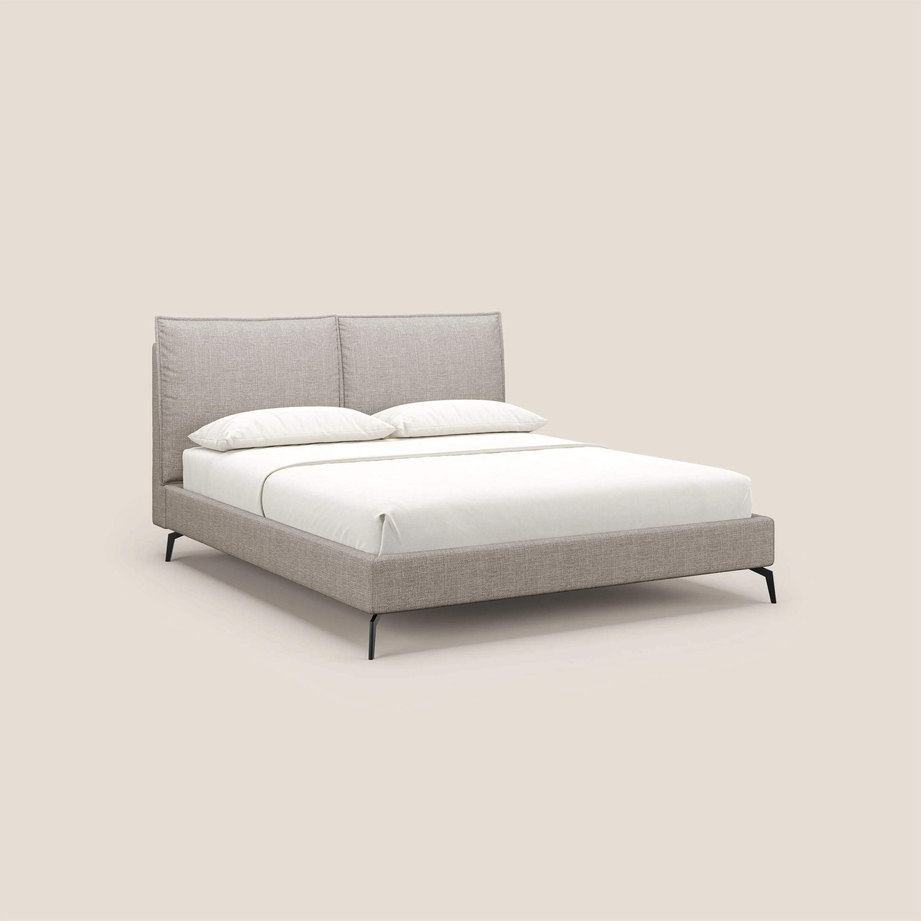 Cloe lit rembourré avec pieds en métal déhoussable en tissu imperméable T06 Taupe tortora